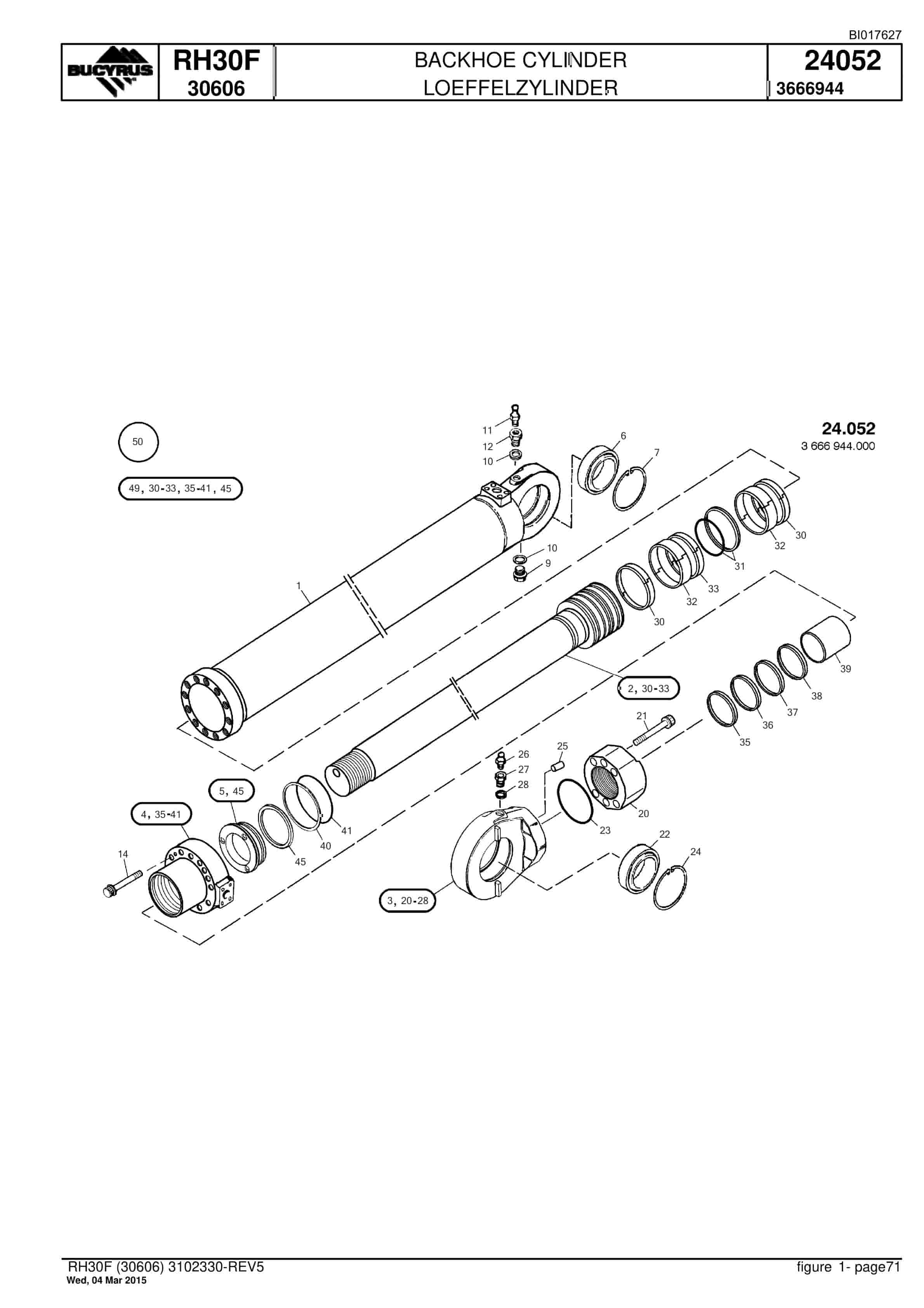 Caterpillar RH30F Hydraulic Shovel Spare Parts Manual BI017627-2