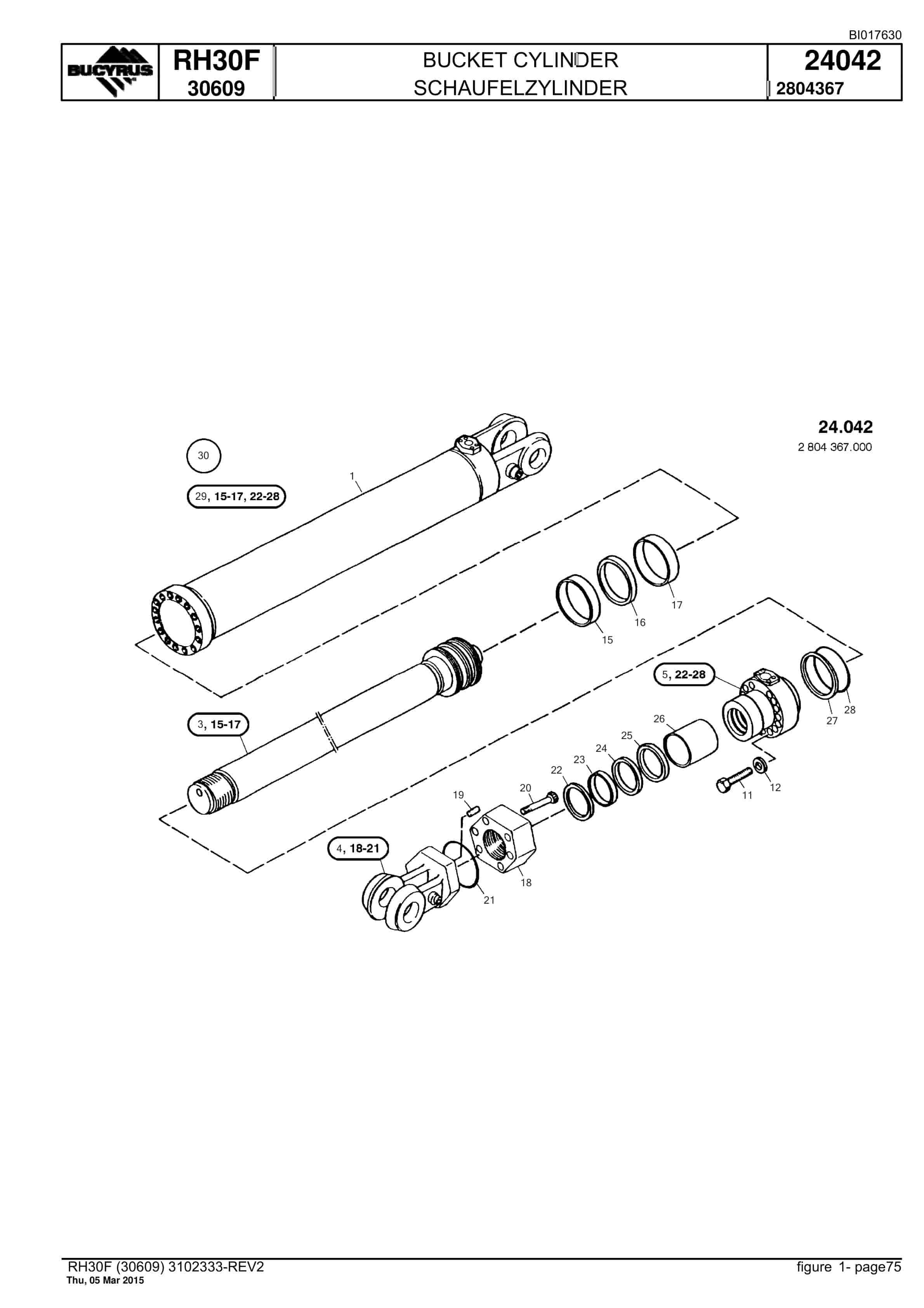 Caterpillar RH30F Hydraulic Shovel Spare Parts Manual BI017630-2