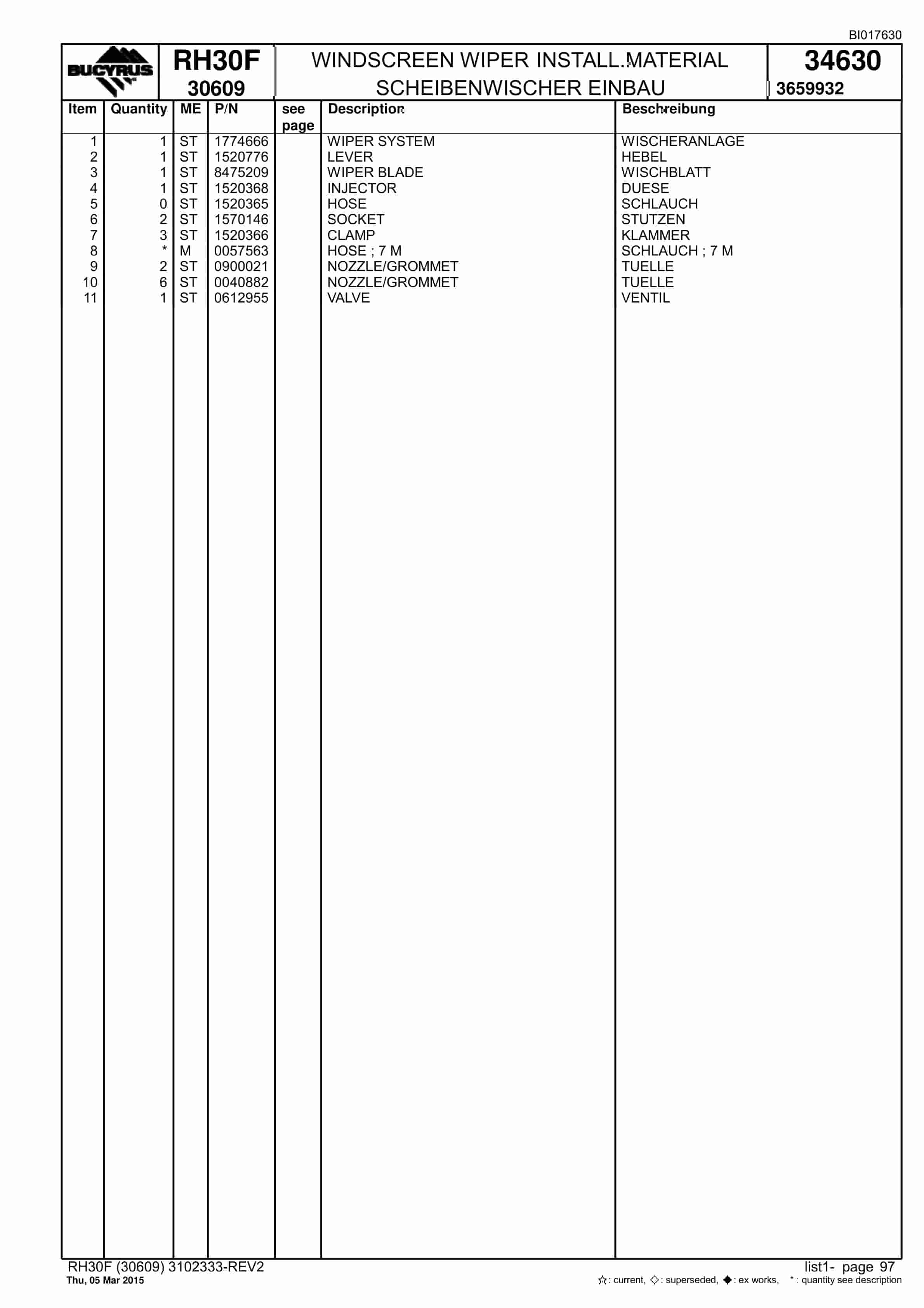 Caterpillar RH30F Hydraulic Shovel Spare Parts Manual BI017630-3