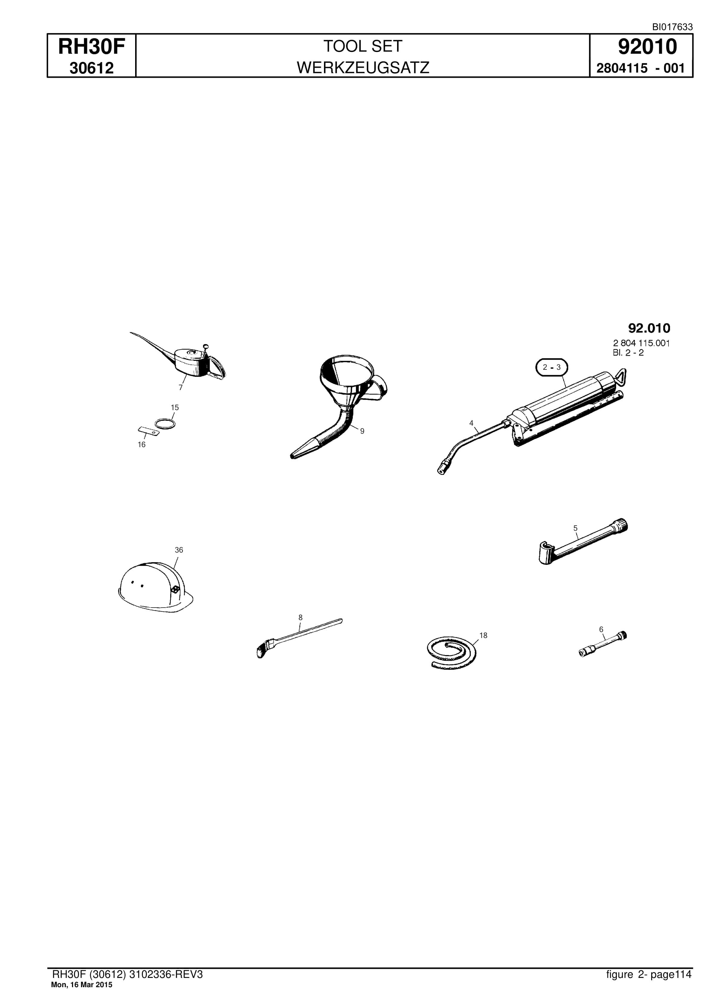 Caterpillar RH30F Hydraulic Shovel Spare Parts Manual BI017633-5