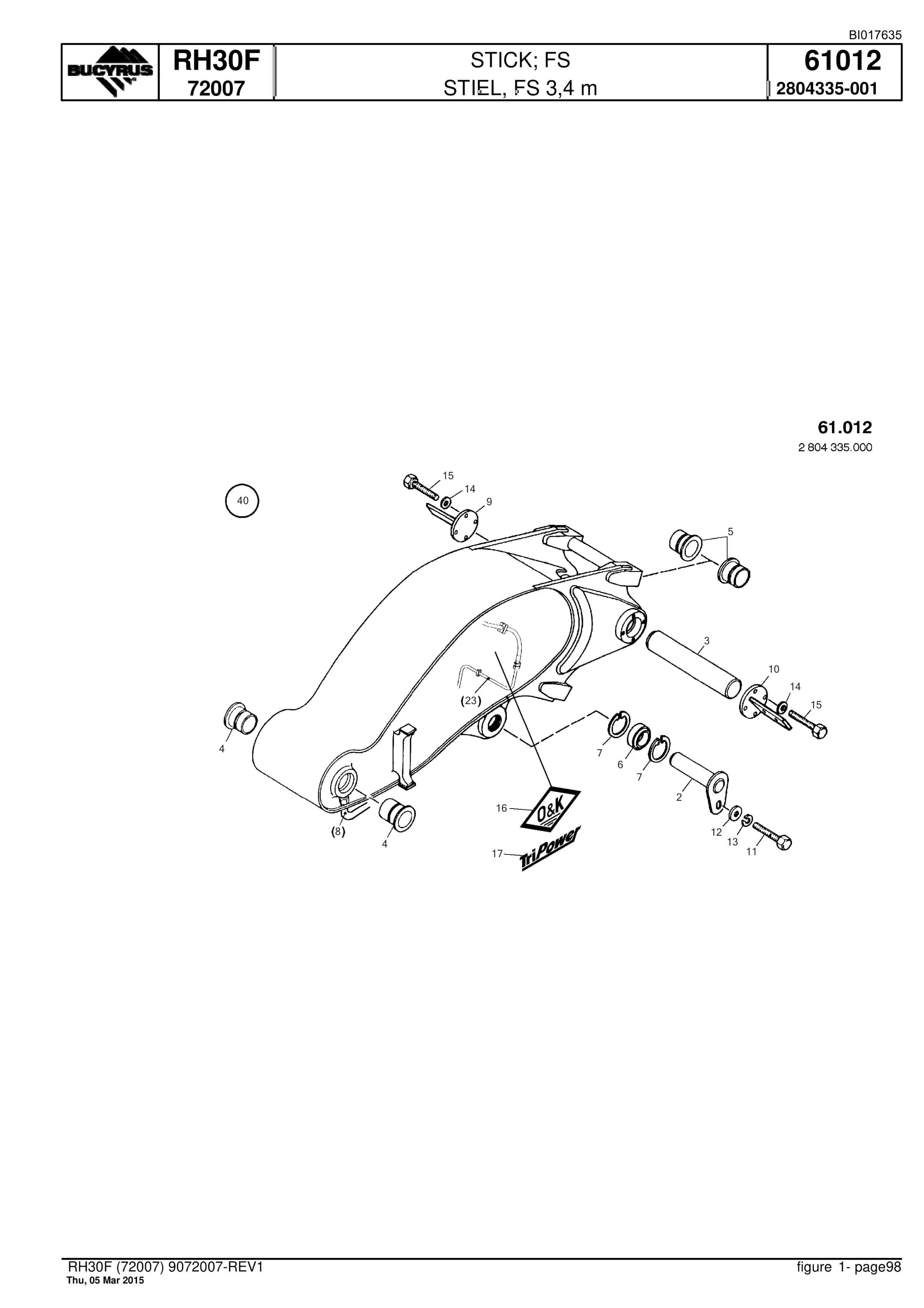 Caterpillar RH30F Hydraulic Shovel Spare Parts Manual BI017635-4