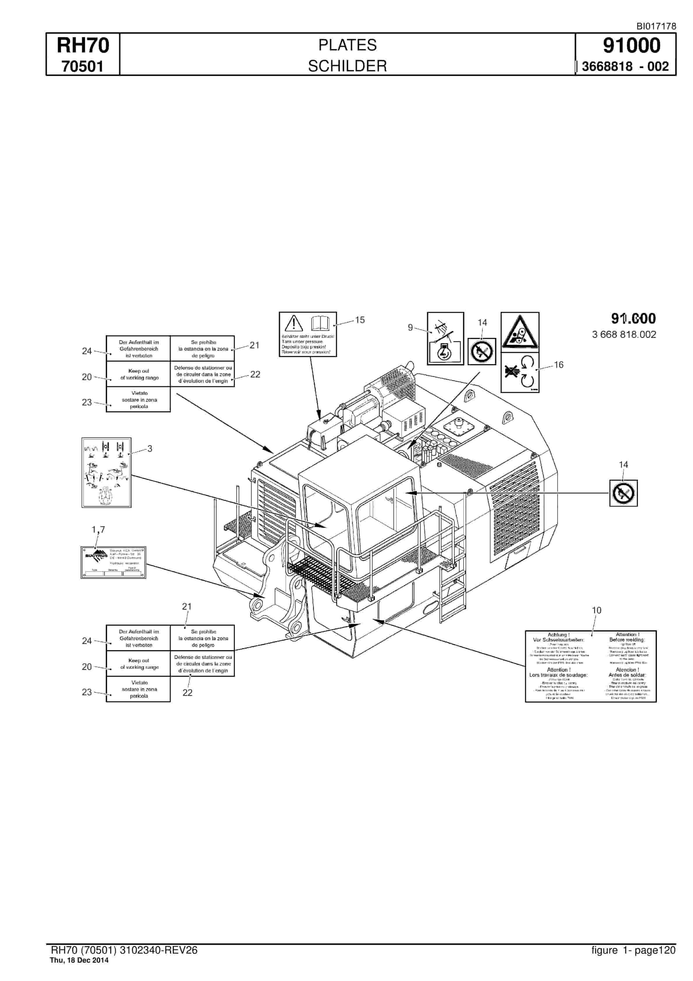 Caterpillar RH70 Hydraulic Shovel Spare Parts Manual BI017178-5