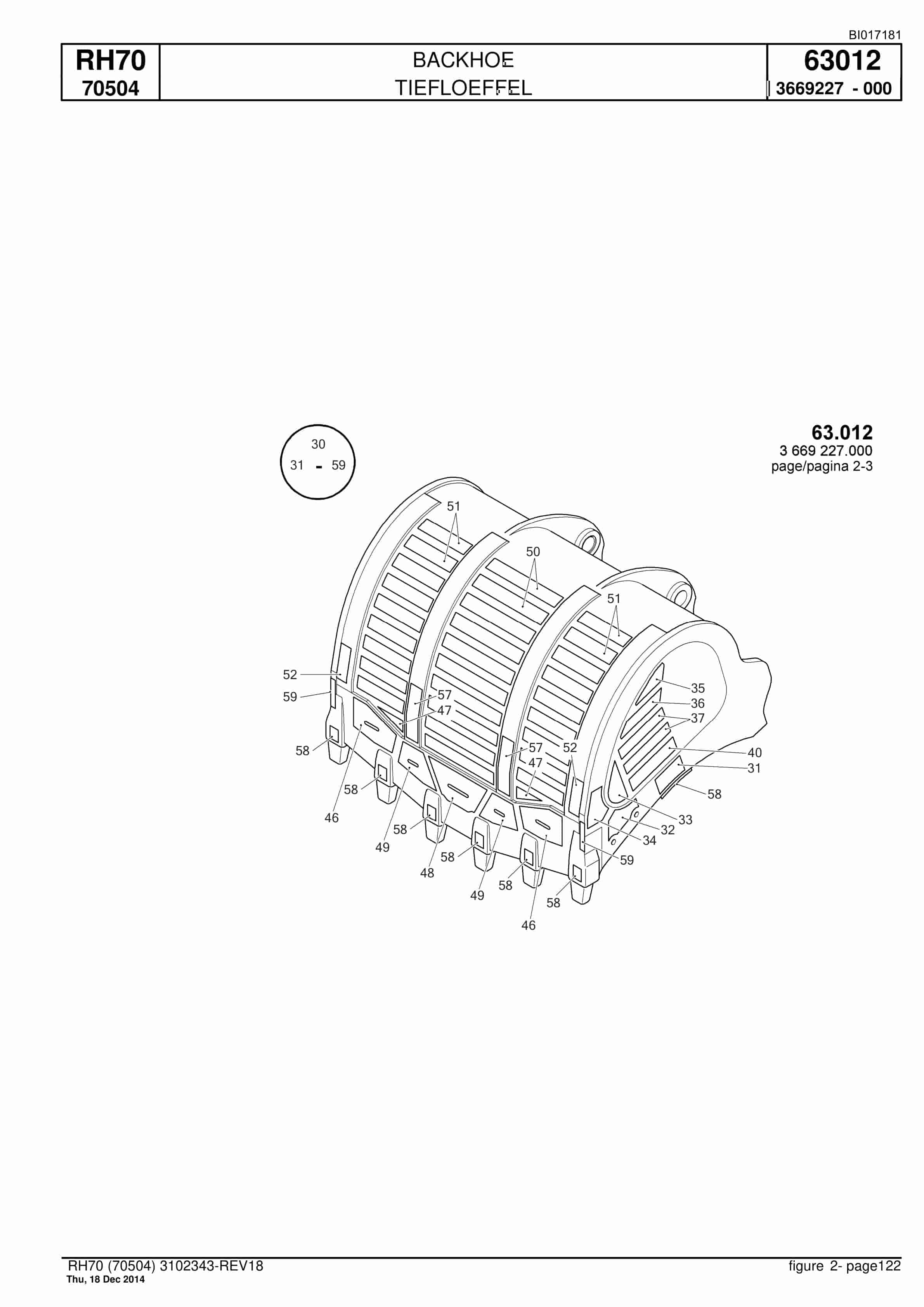 Caterpillar RH70 Hydraulic Shovel Spare Parts Manual BI017181-5