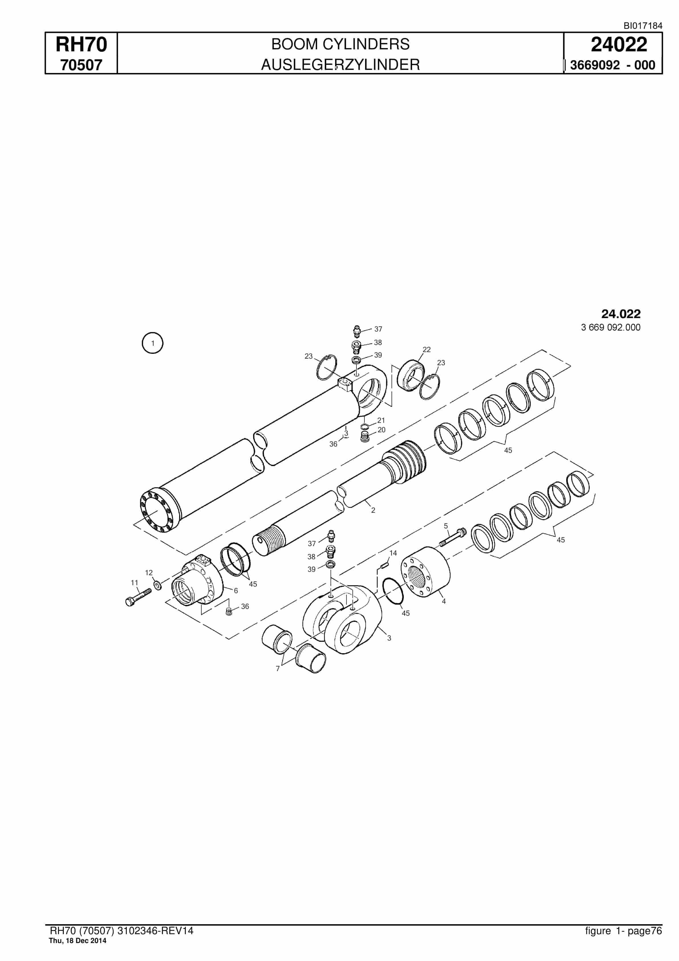 Caterpillar RH70 Hydraulic Shovel Spare Parts Manual BI017184-2