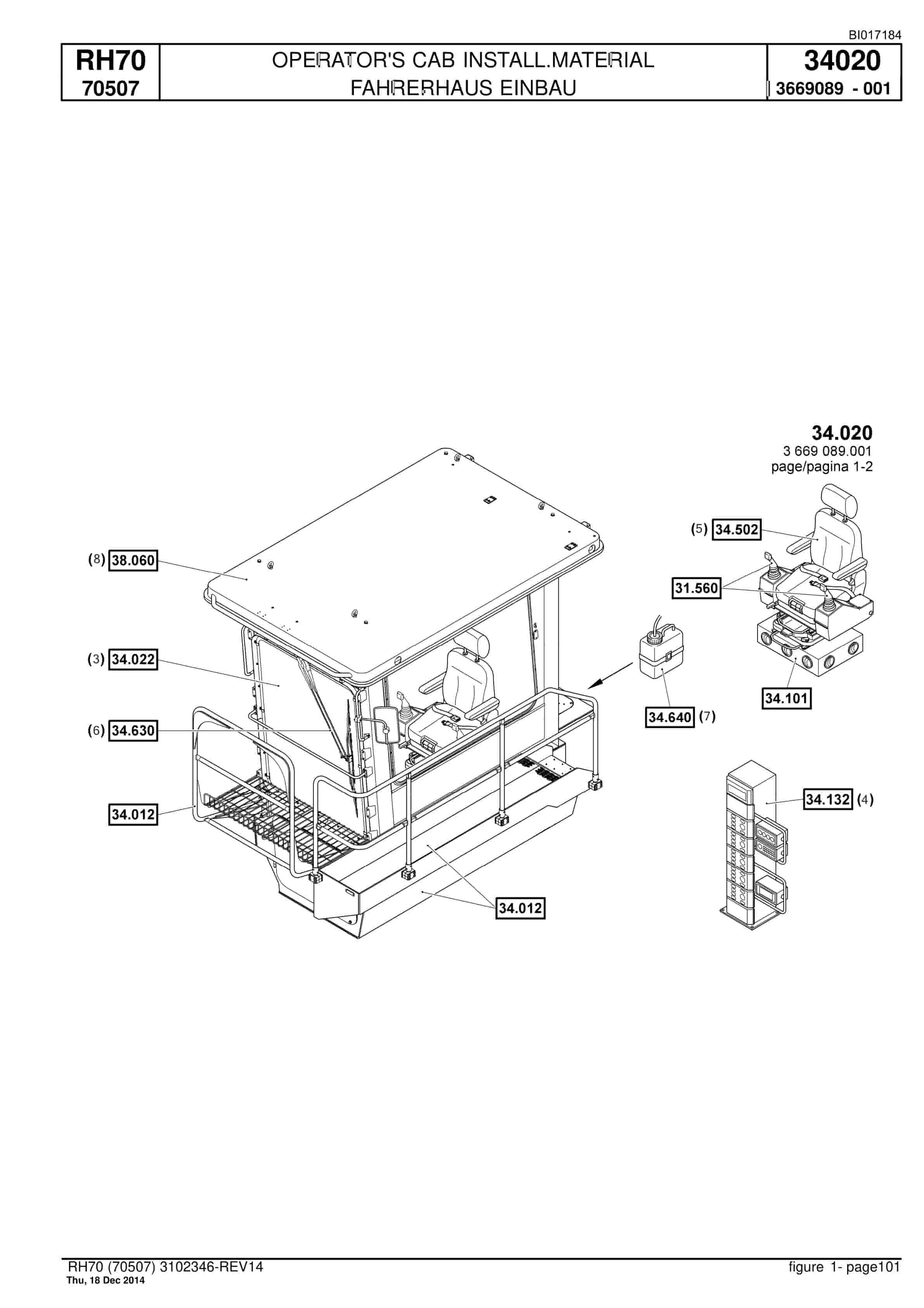 Caterpillar RH70 Hydraulic Shovel Spare Parts Manual BI017184-3