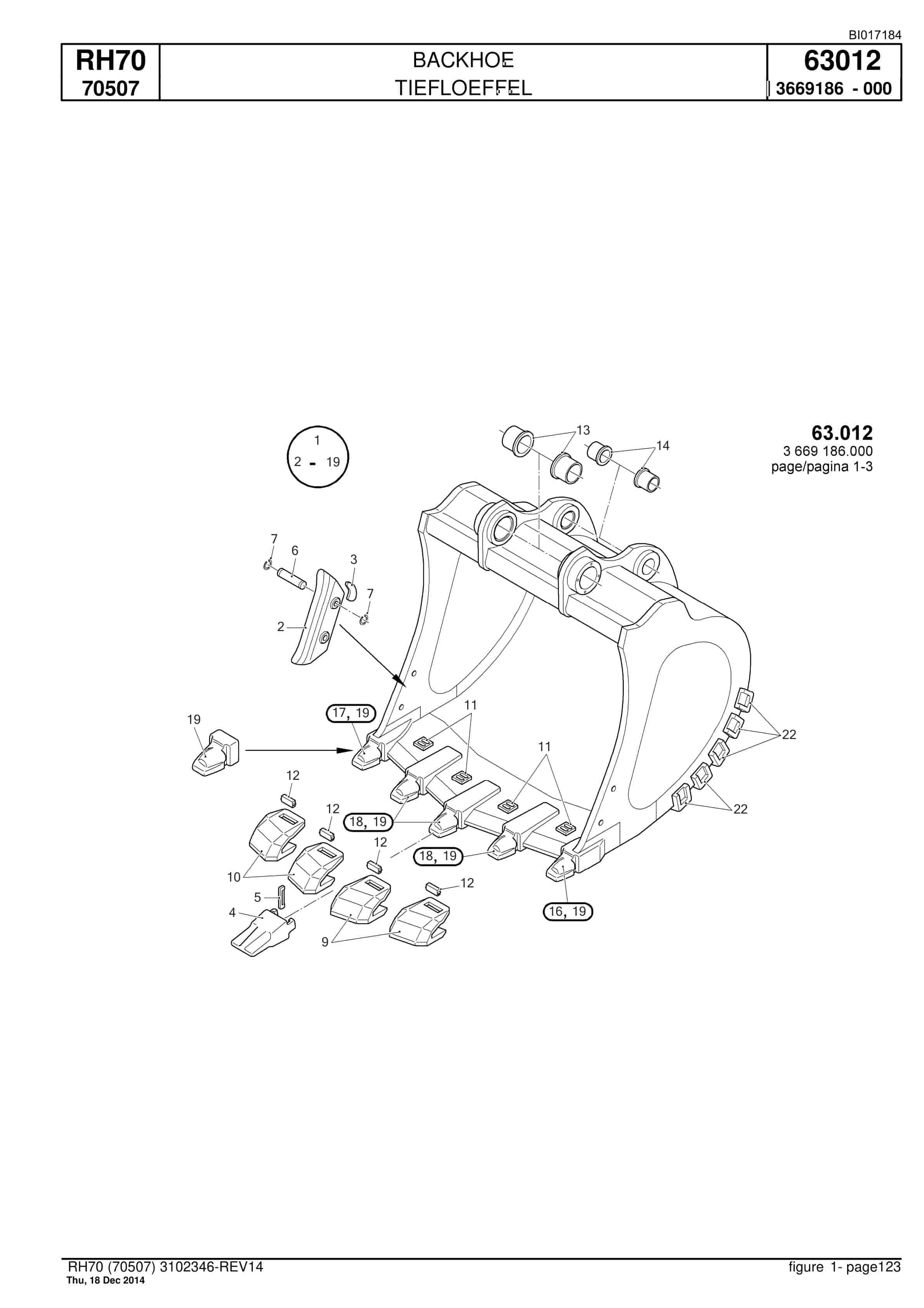 Caterpillar RH70 Hydraulic Shovel Spare Parts Manual BI017184-5