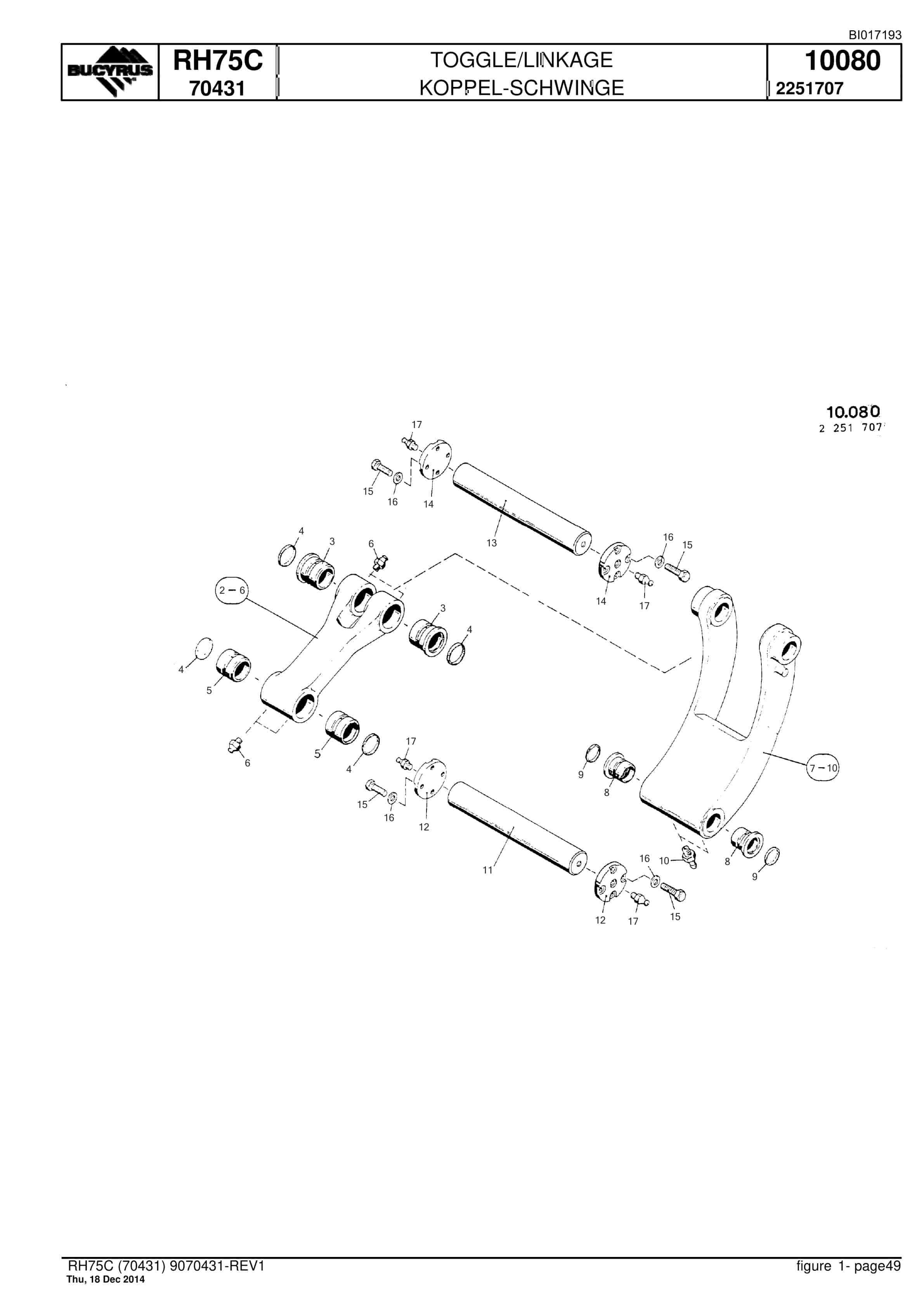 Caterpillar RH75C FS Hydraulic Shovel Spare Parts Manual BI017193-3