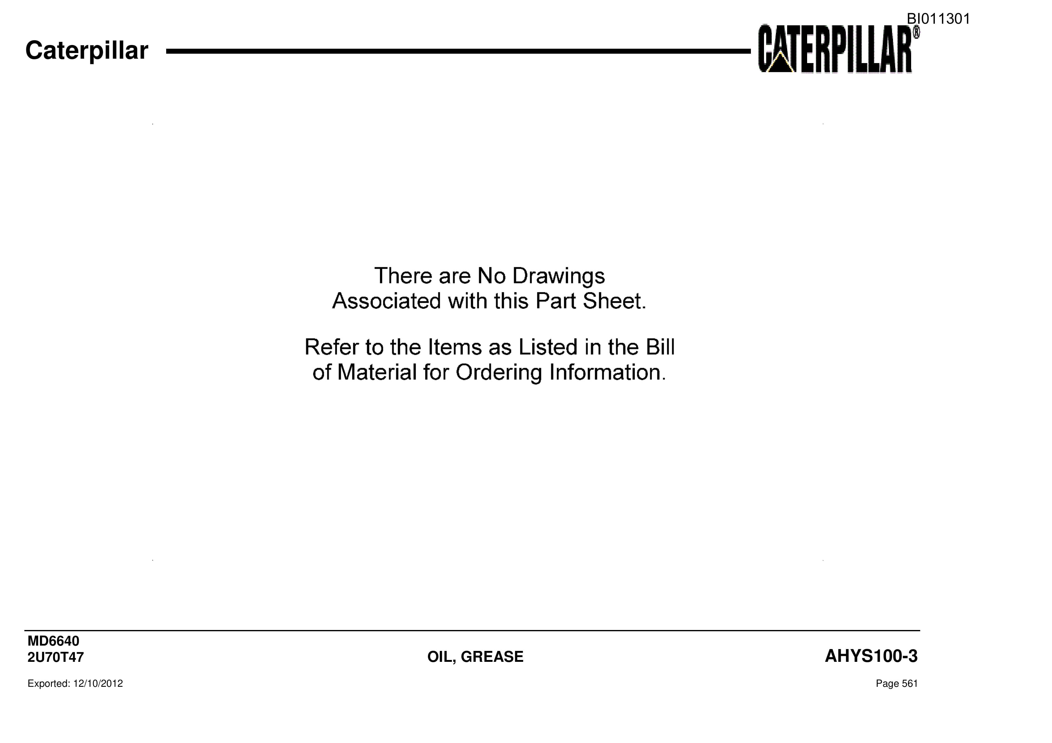 Caterpillar Rotary Drill Parts Manual BI011301-2
