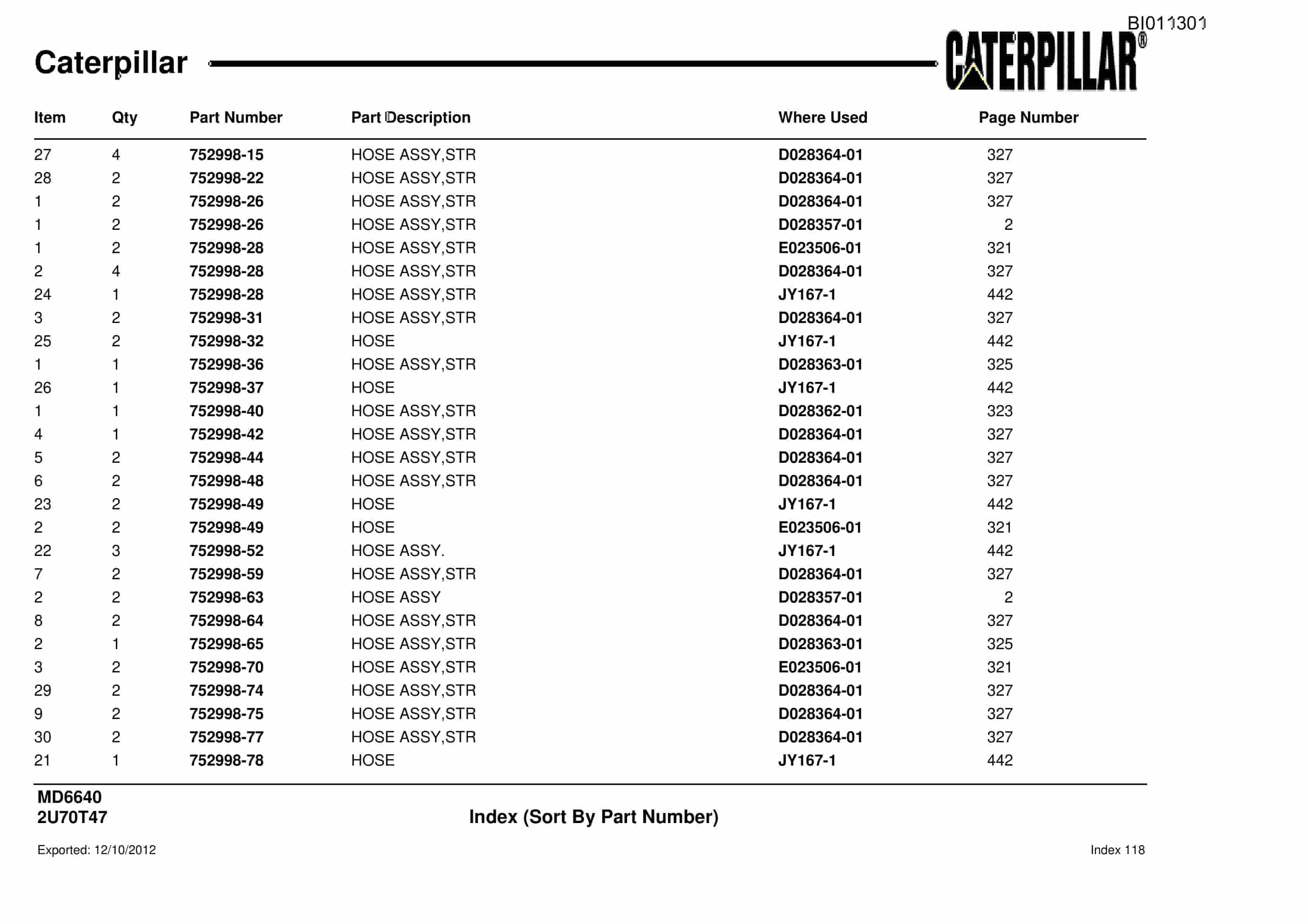 Caterpillar Rotary Drill Parts Manual BI011301-5