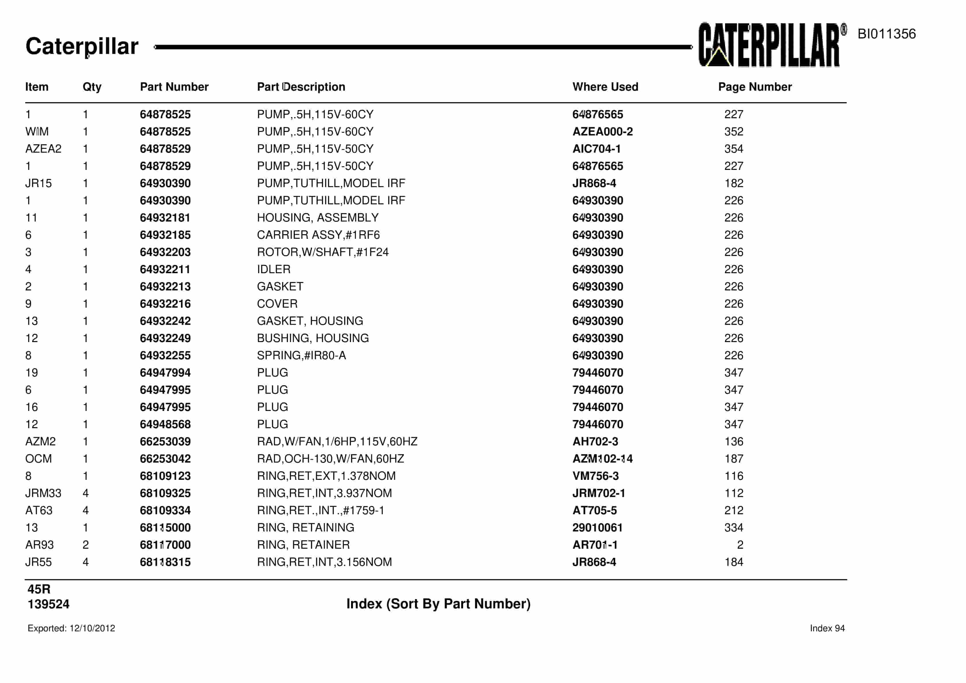 Caterpillar Rotary Drill Parts Manual BI011356-4