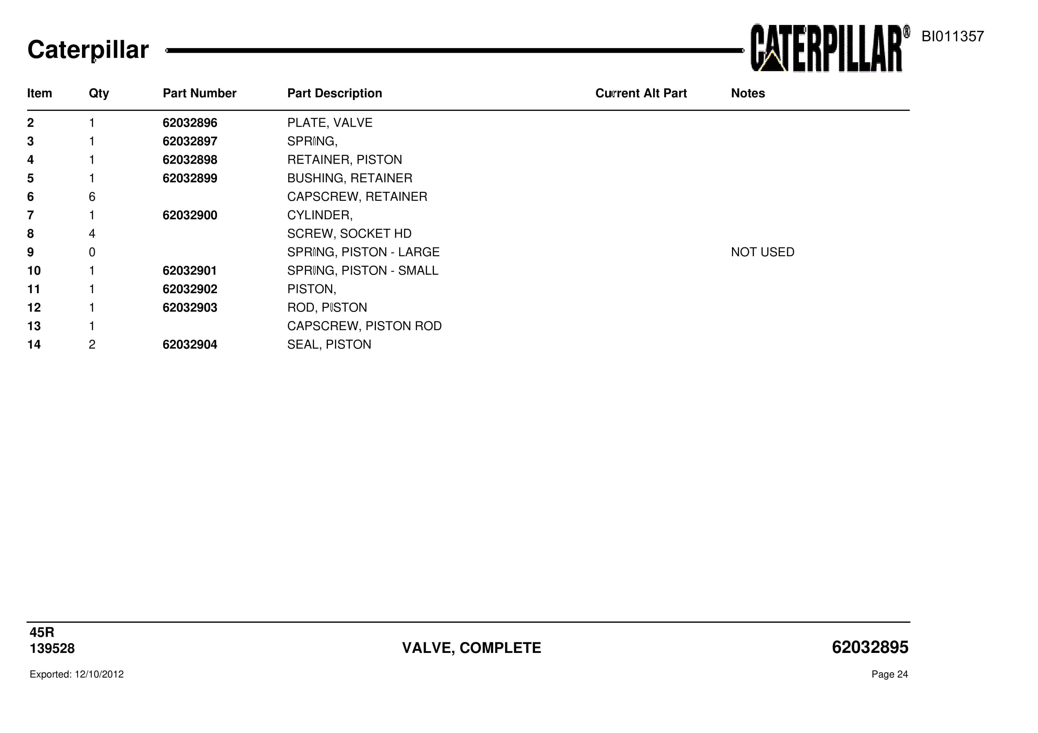 Caterpillar Rotary Drill Parts Manual BI011357-3