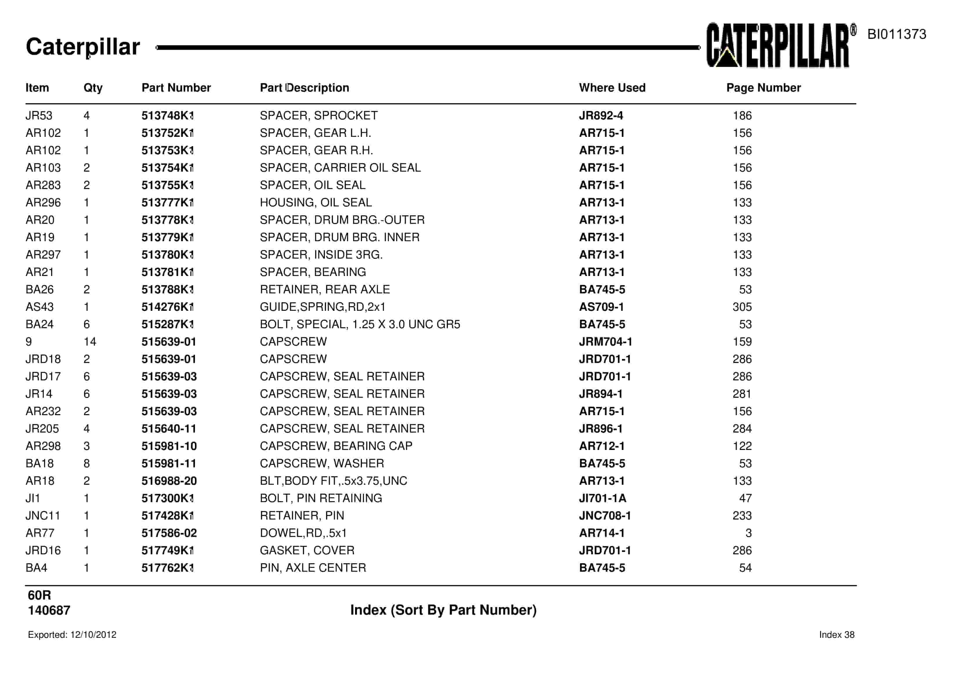 Caterpillar Rotary Drill Parts Manual BI011373-3