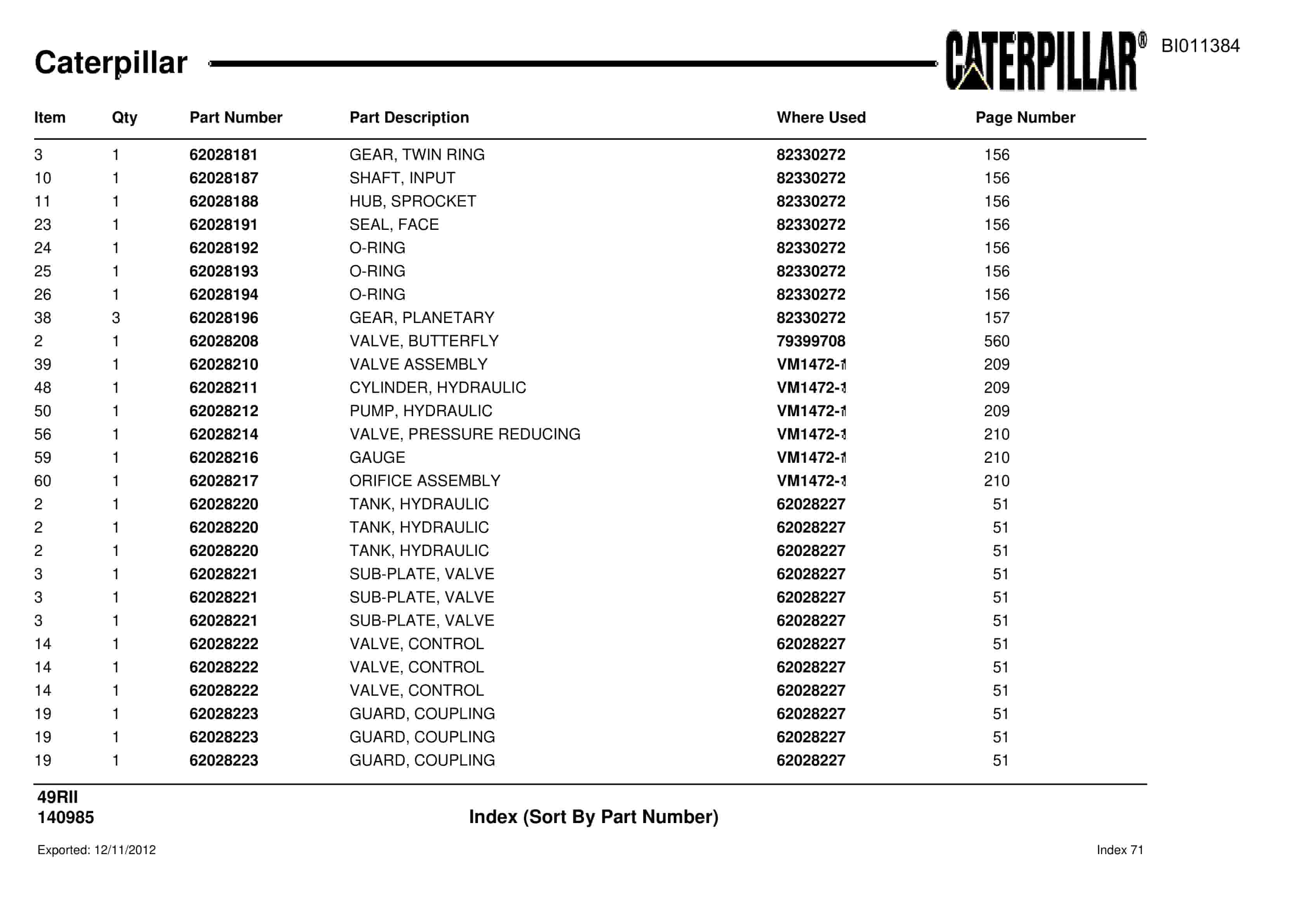Caterpillar Rotary Drill Parts Manual BI011384-4