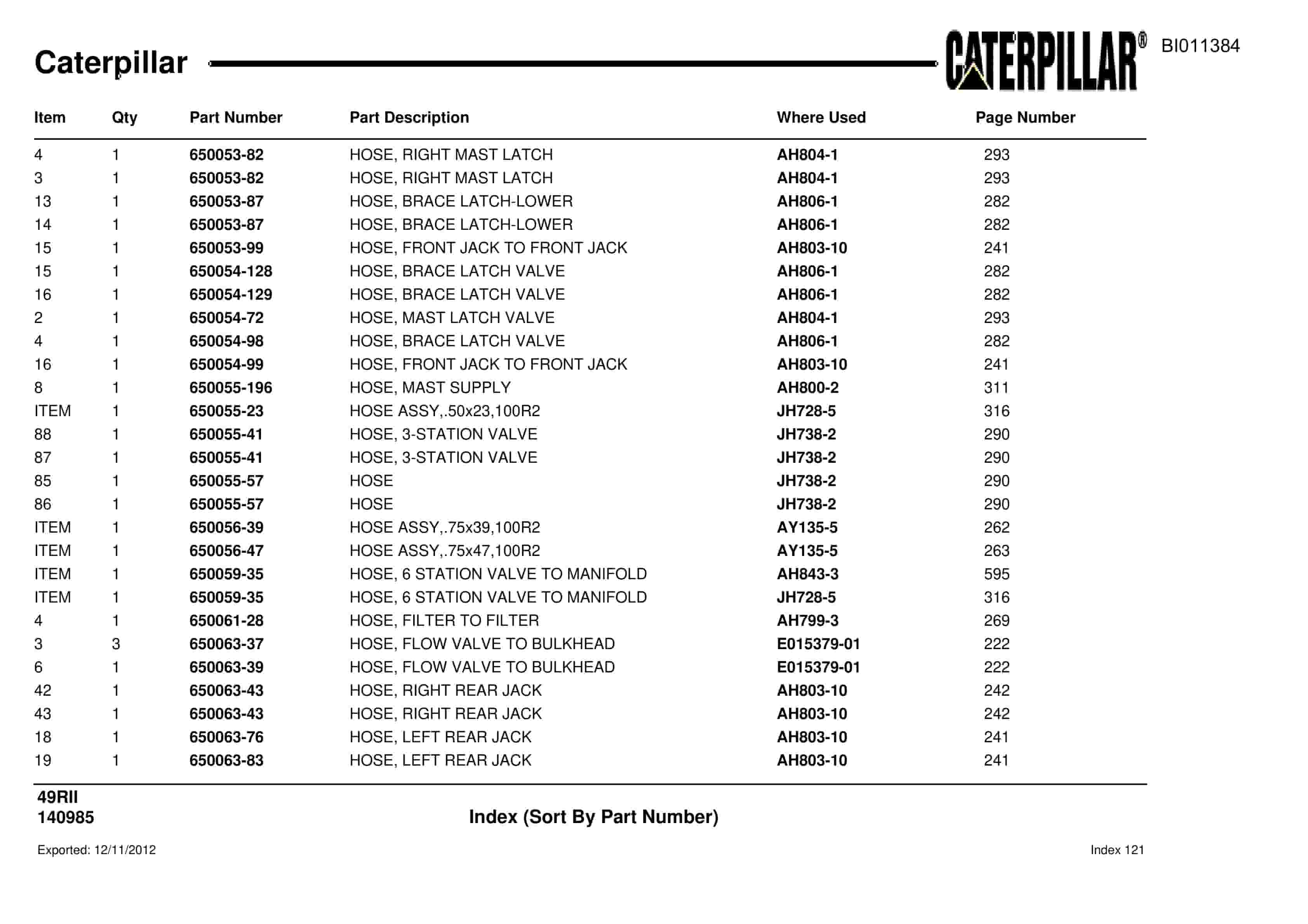 Caterpillar Rotary Drill Parts Manual BI011384-5