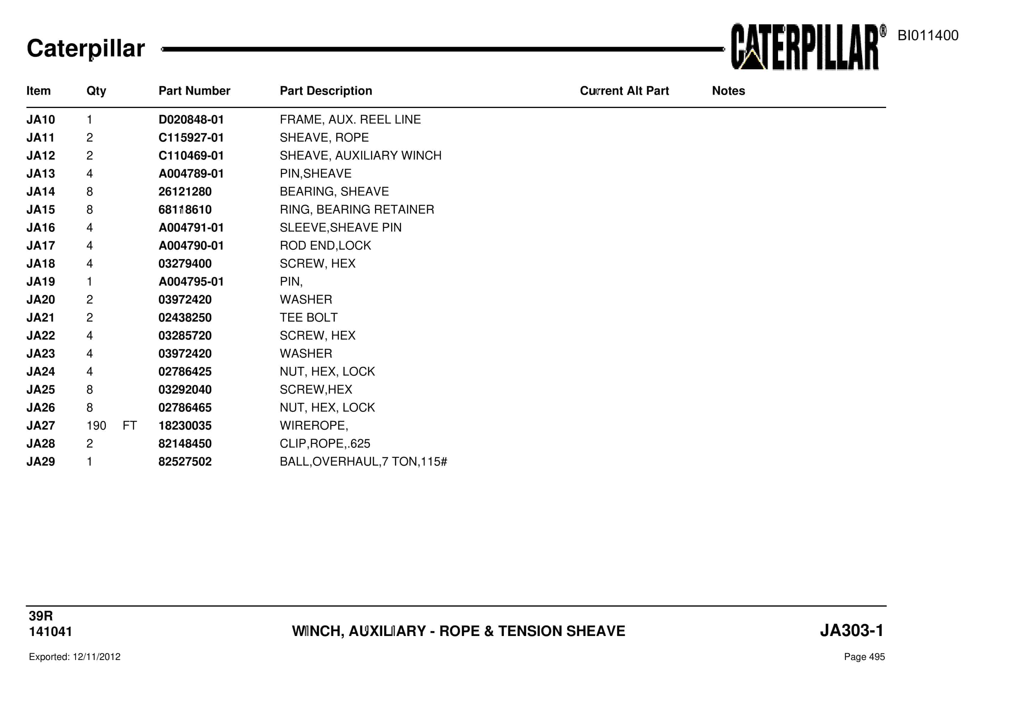 Caterpillar Rotary Drill Parts Manual BI011400-3
