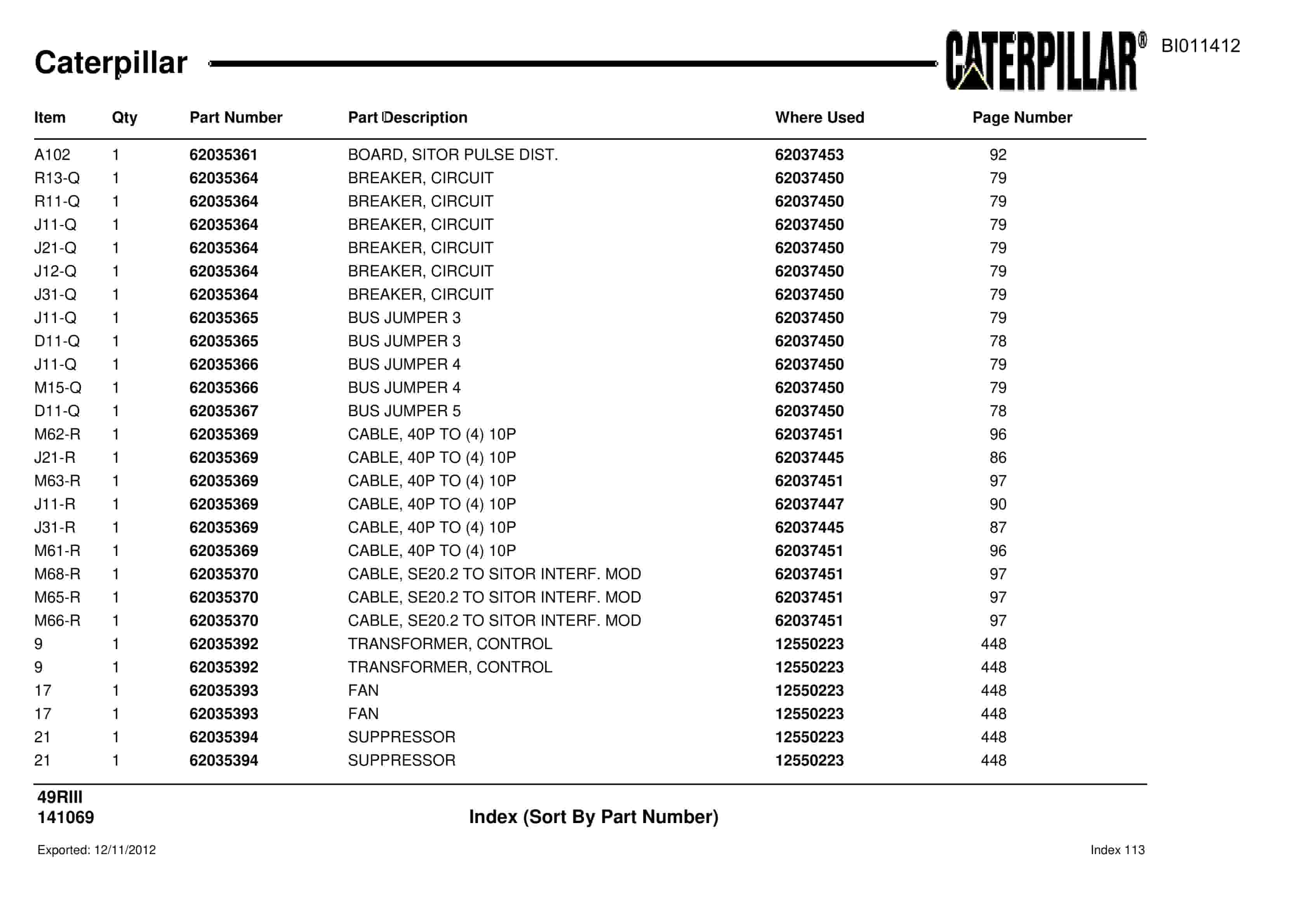 Caterpillar Rotary Drill Parts Manual BI011412-4