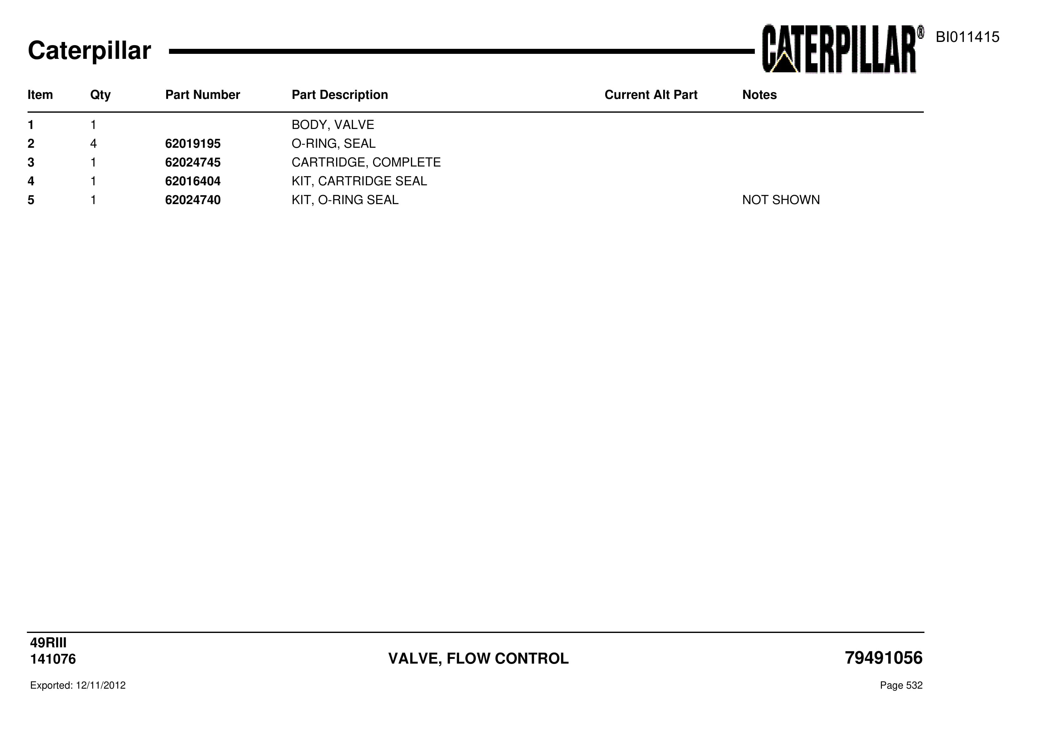 Caterpillar Rotary Drill Parts Manual BI011415-3