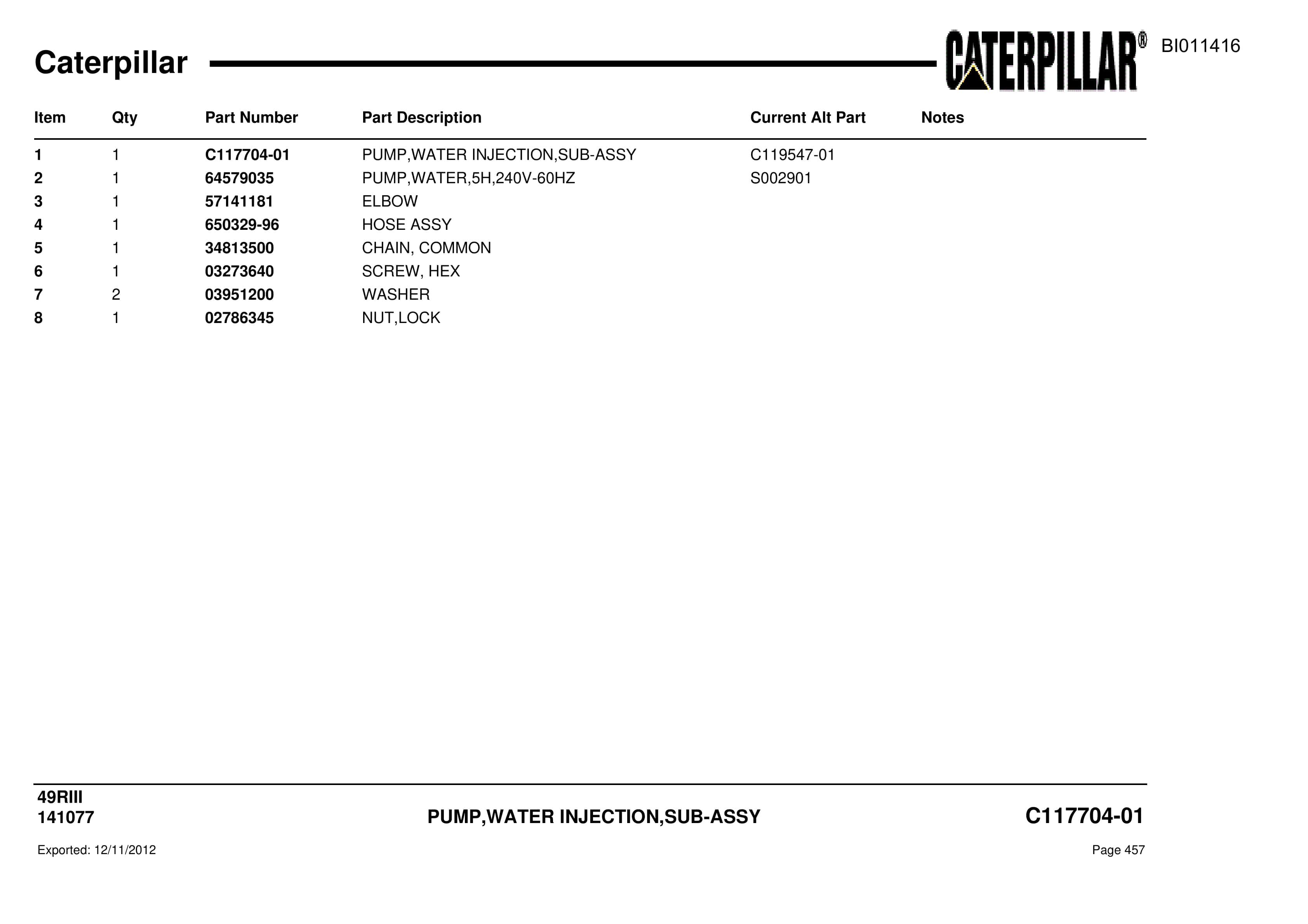 Caterpillar Rotary Drill Parts Manual BI011416-2