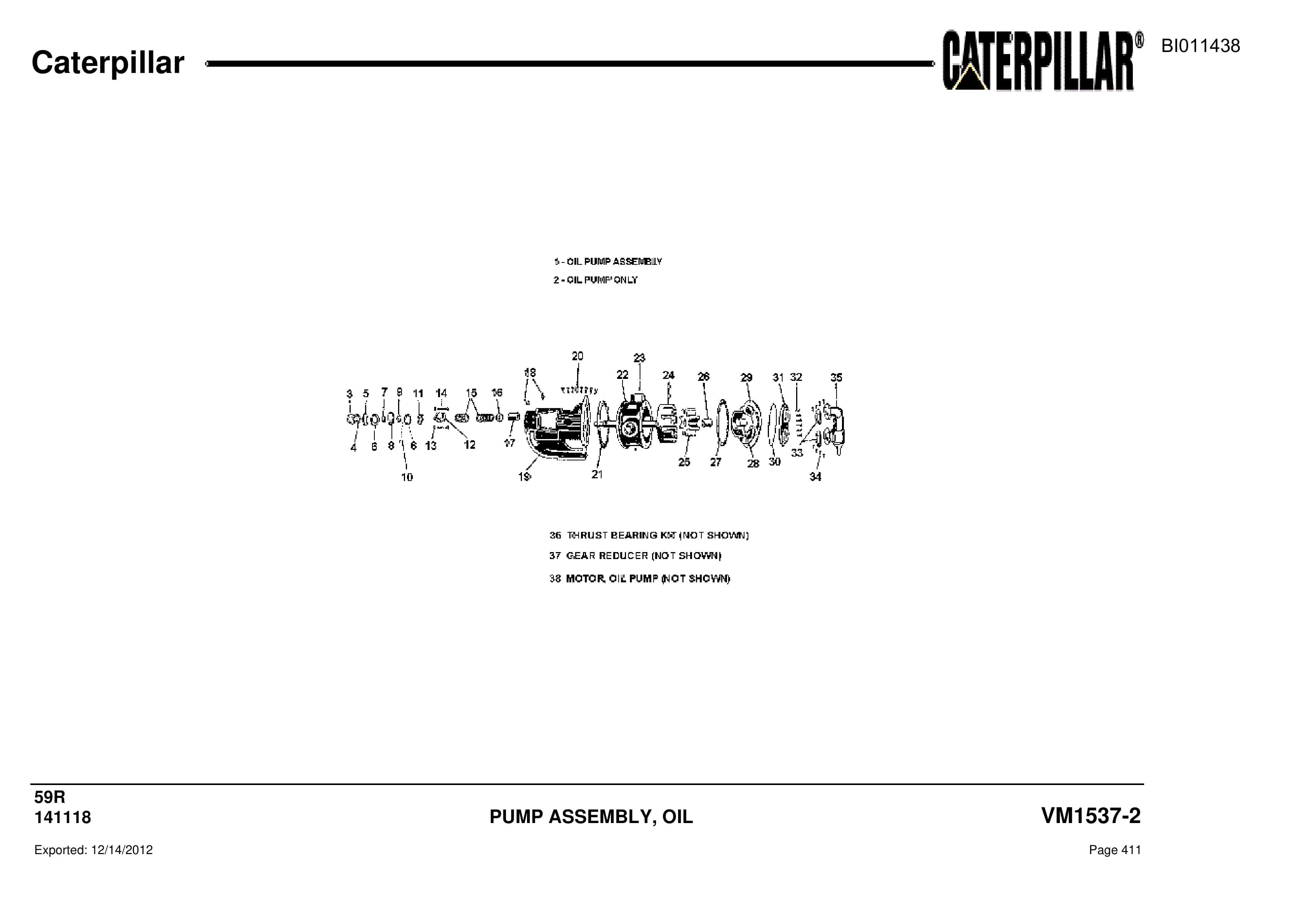Caterpillar Rotary Drill Parts Manual BI011438-2