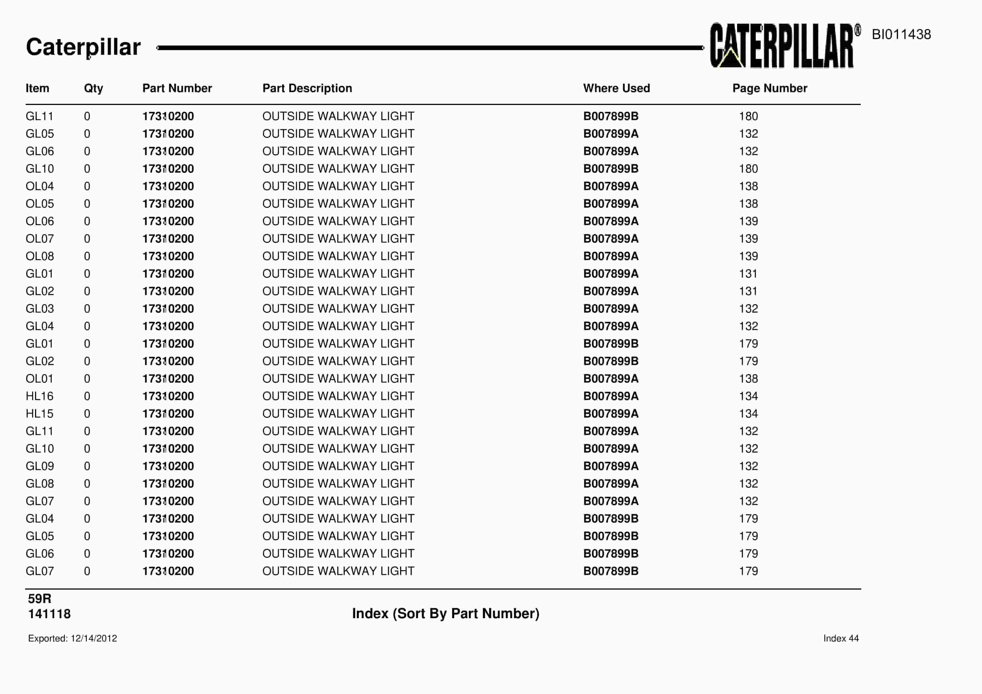Caterpillar Rotary Drill Parts Manual BI011438-3