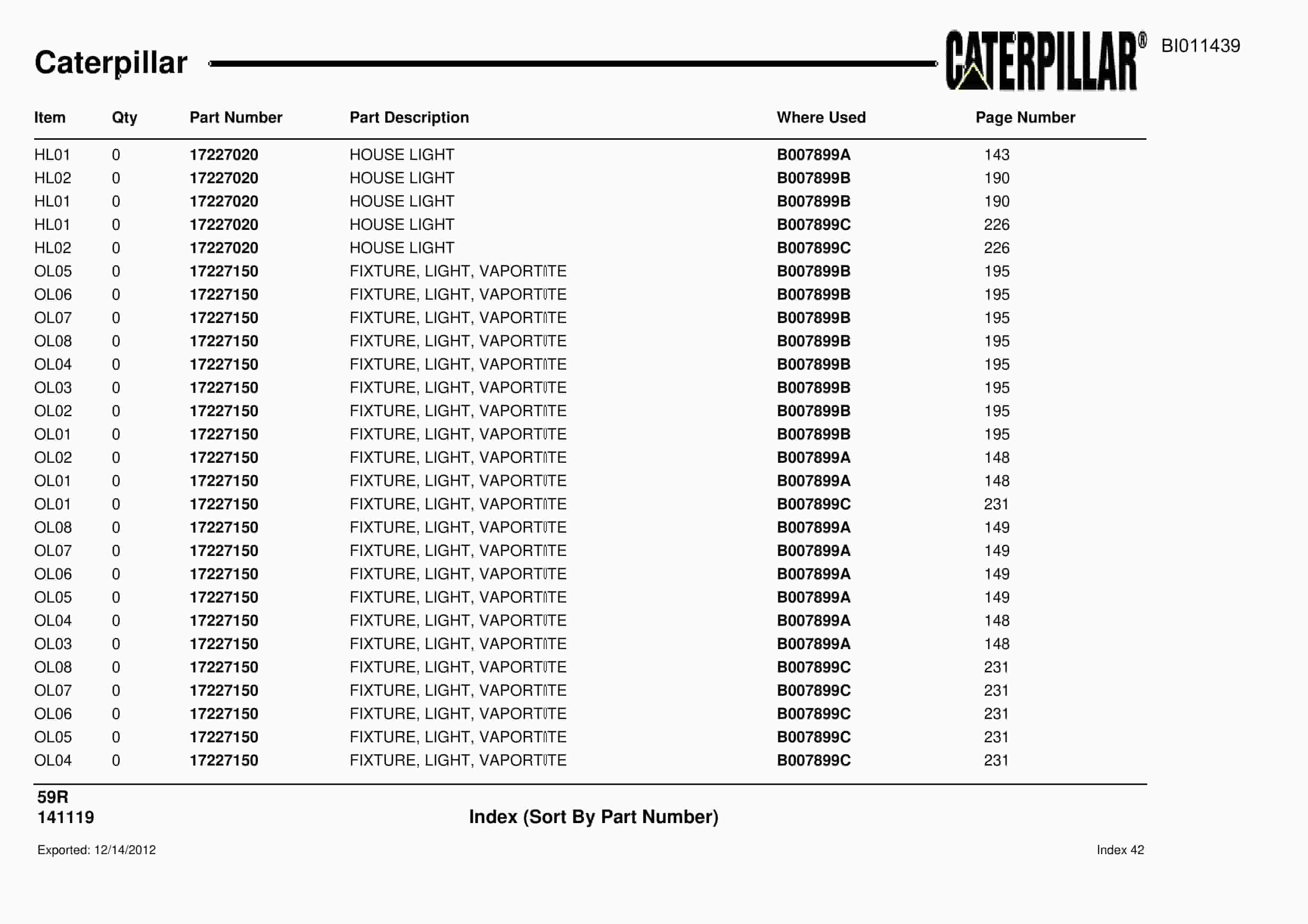 Caterpillar Rotary Drill Parts Manual BI011439-3
