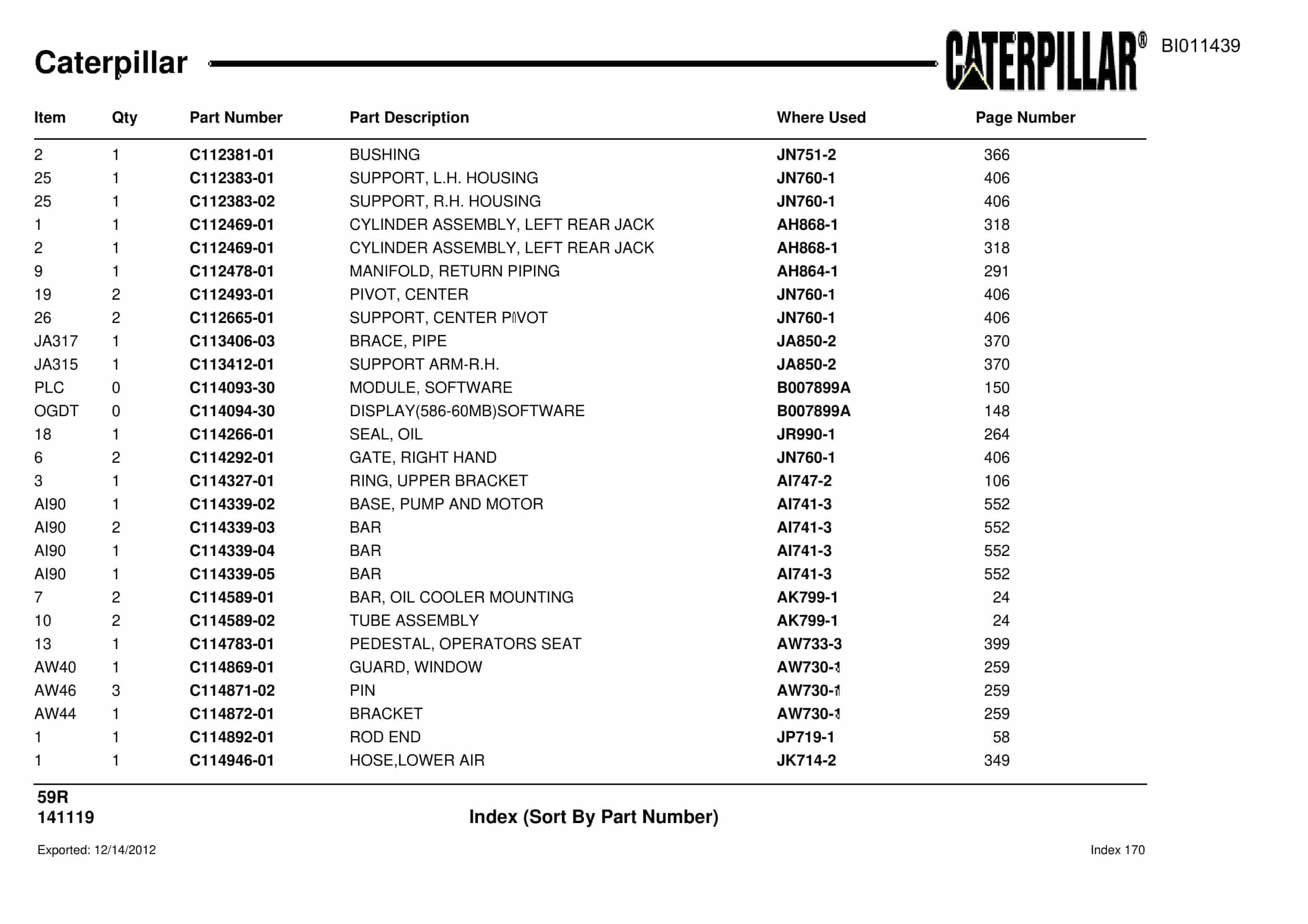 Caterpillar Rotary Drill Parts Manual BI011439-5