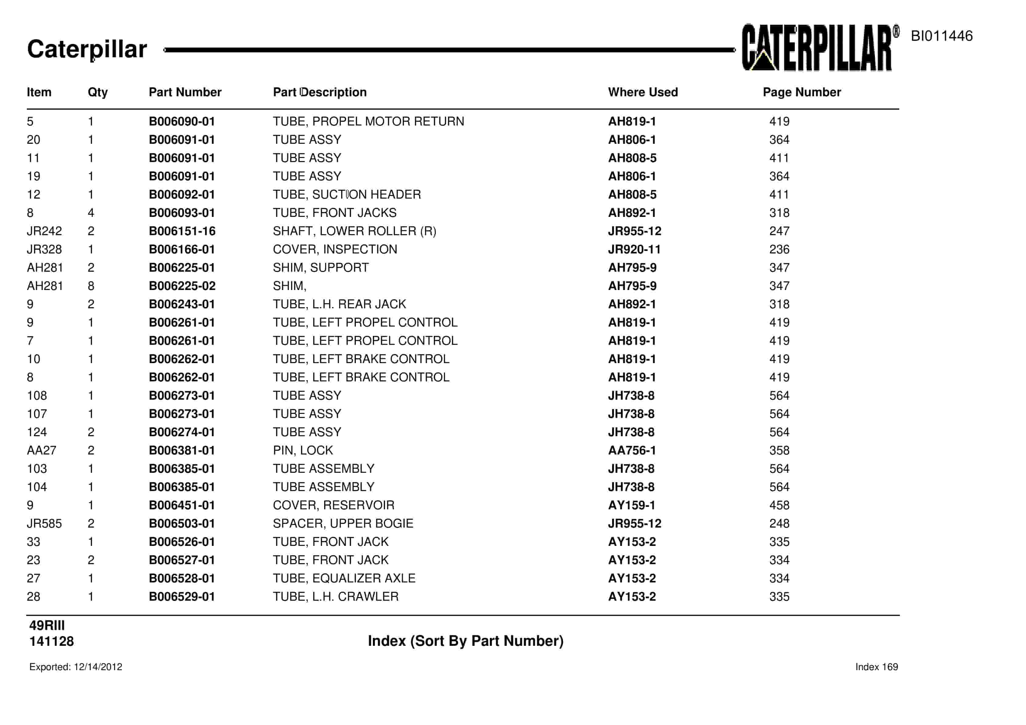 Caterpillar Rotary Drill Parts Manual BI011446-5