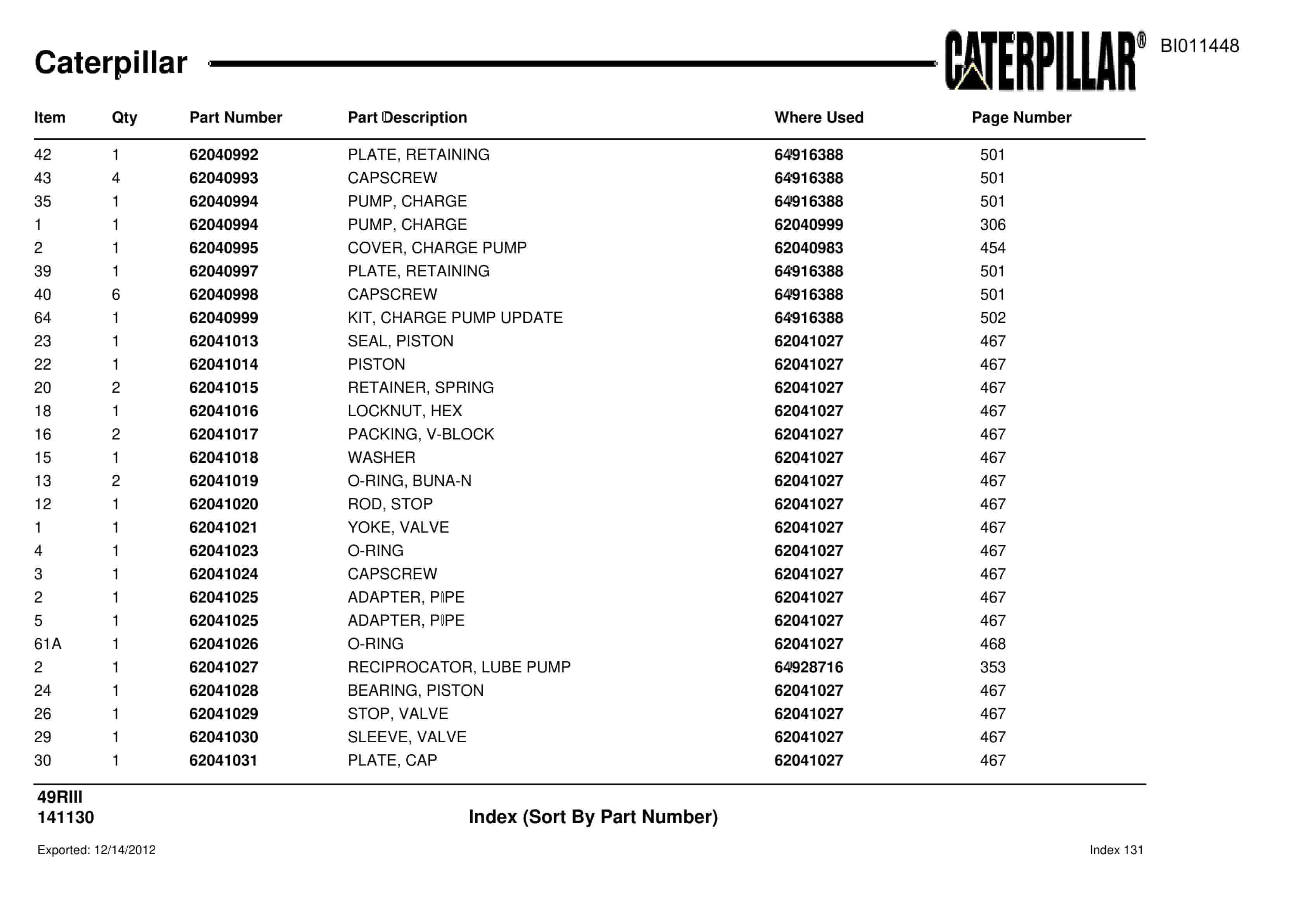 Caterpillar Rotary Drill Parts Manual BI011448-5