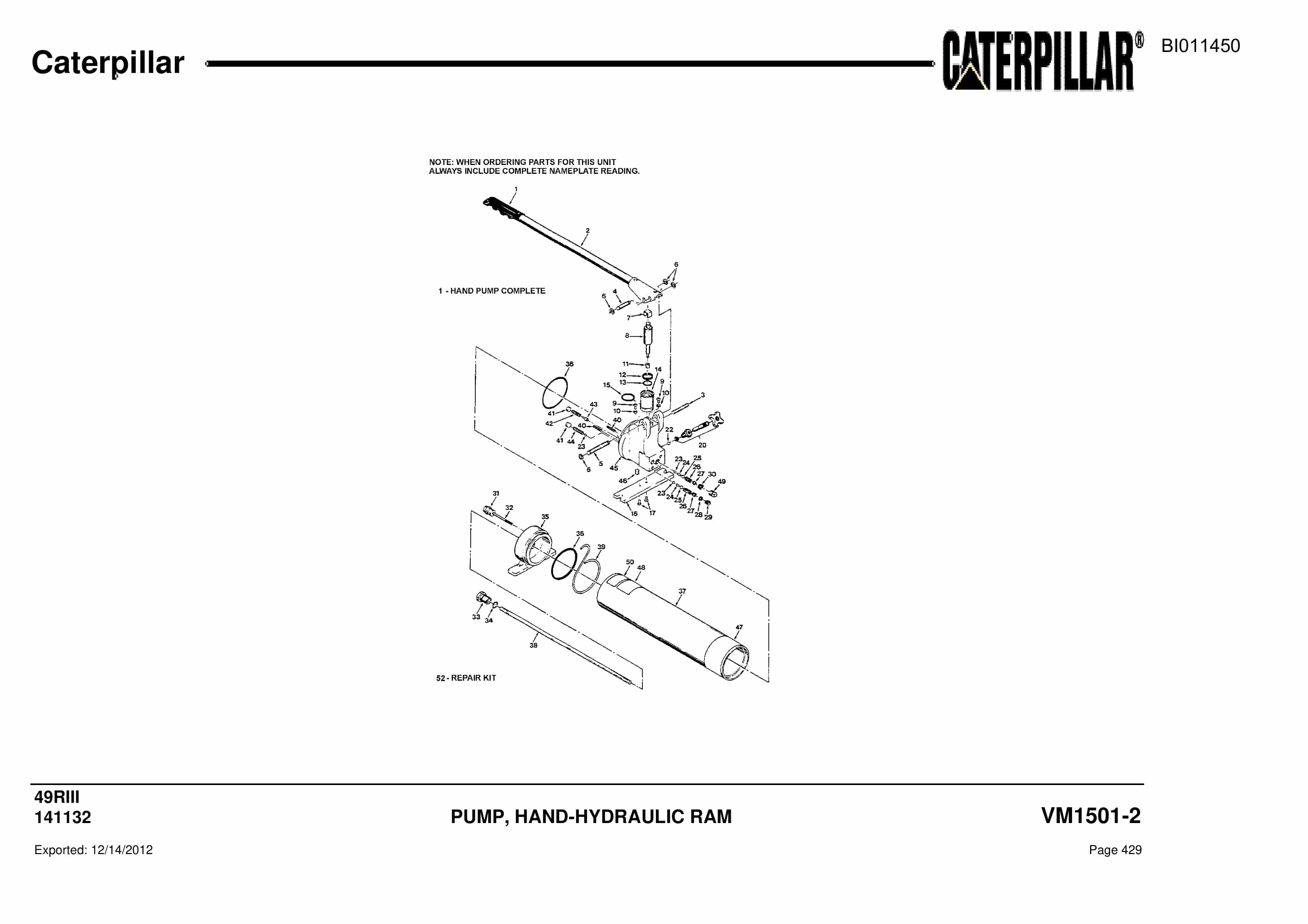 Caterpillar Rotary Drill Parts Manual BI011450-2
