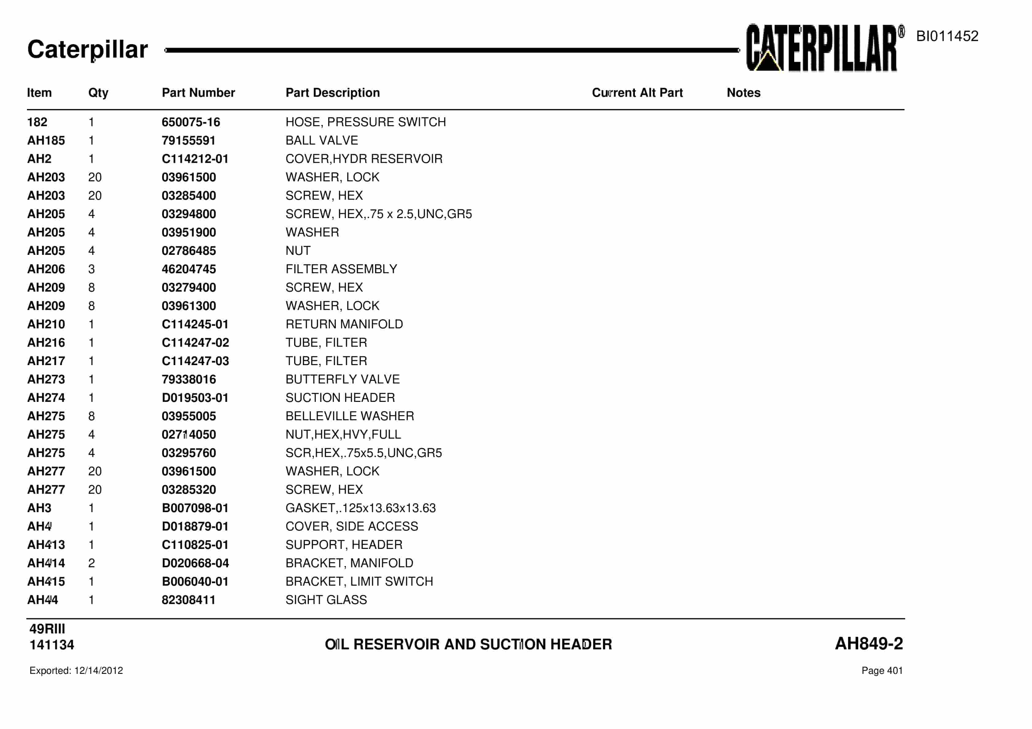 Caterpillar Rotary Drill Parts Manual BI011452-2