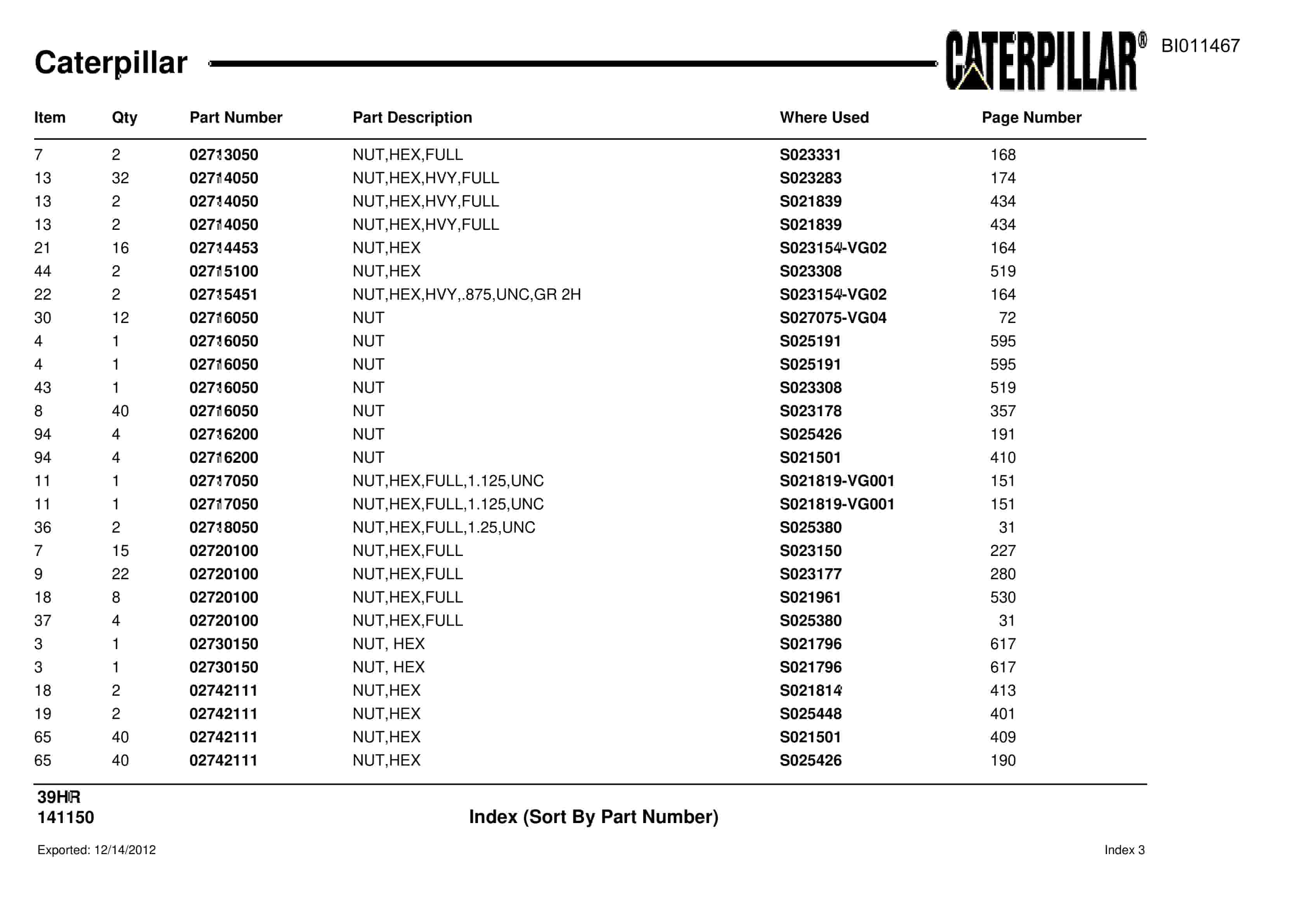 Caterpillar Rotary Drill Parts Manual BI011467-3
