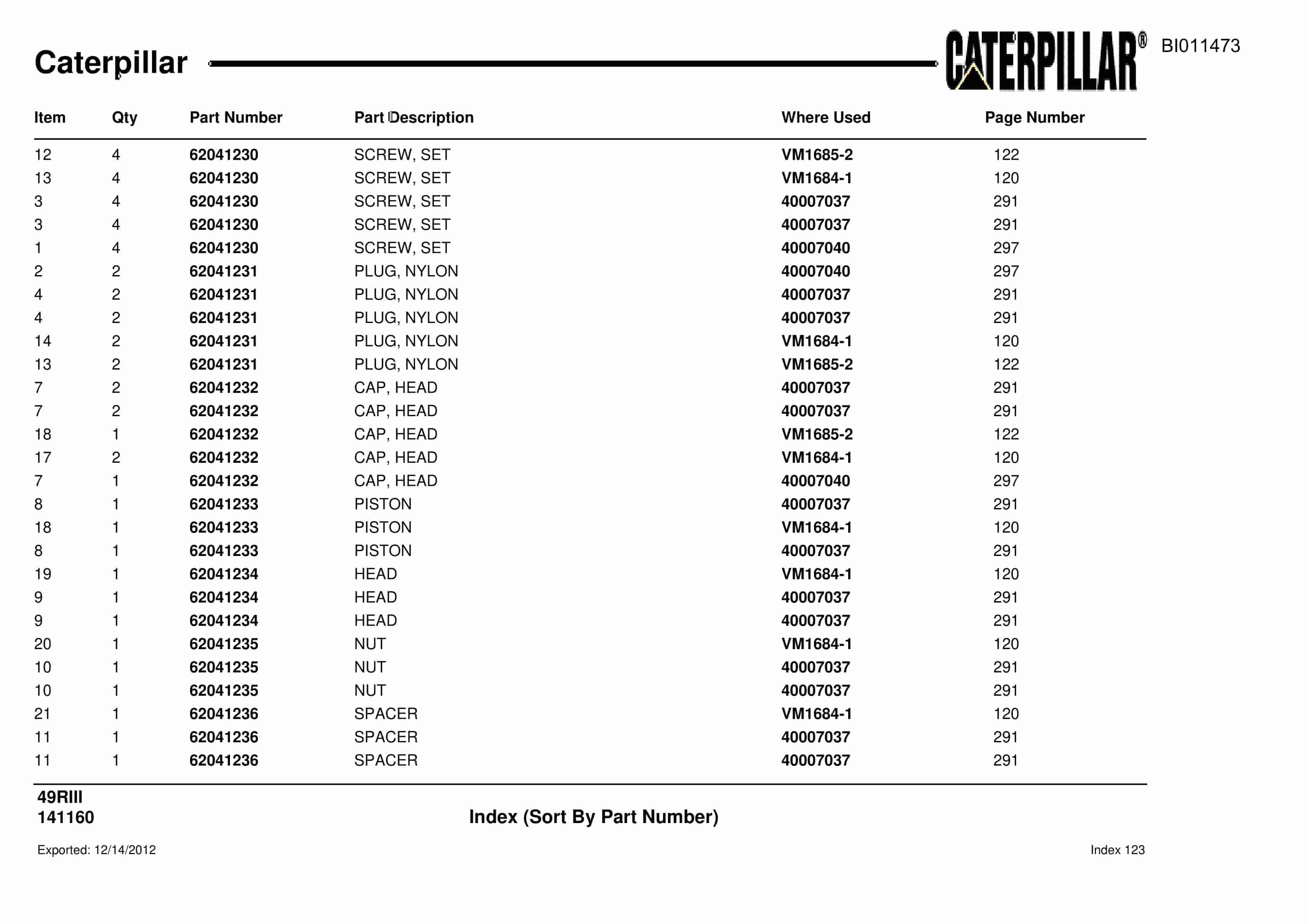Caterpillar Rotary Drill Parts Manual BI011473-5