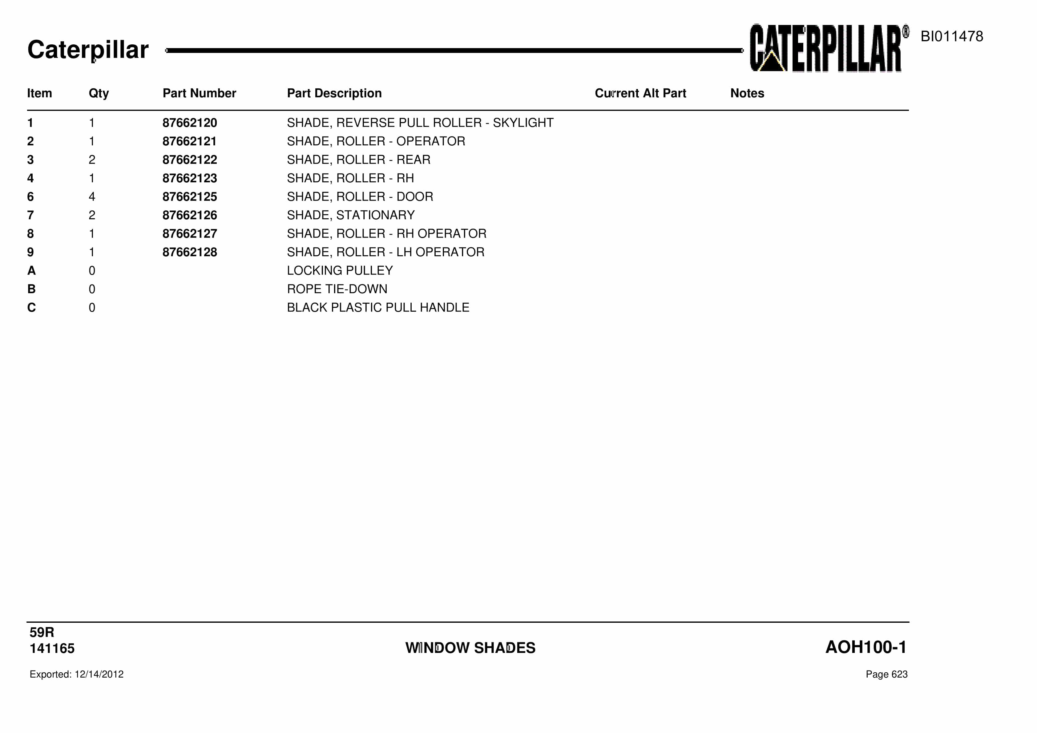 Caterpillar Rotary Drill Parts Manual BI011478-3