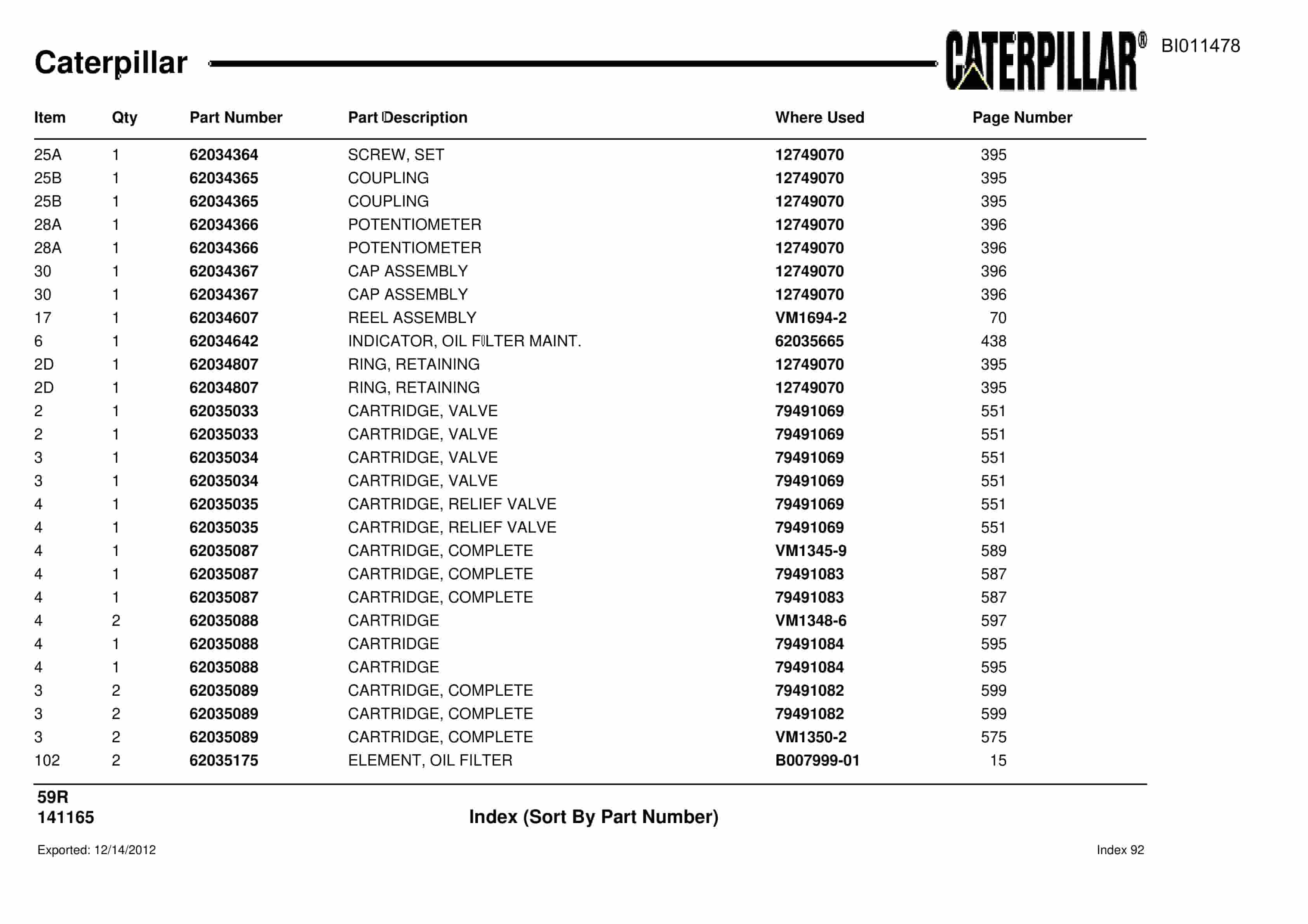 Caterpillar Rotary Drill Parts Manual BI011478-4