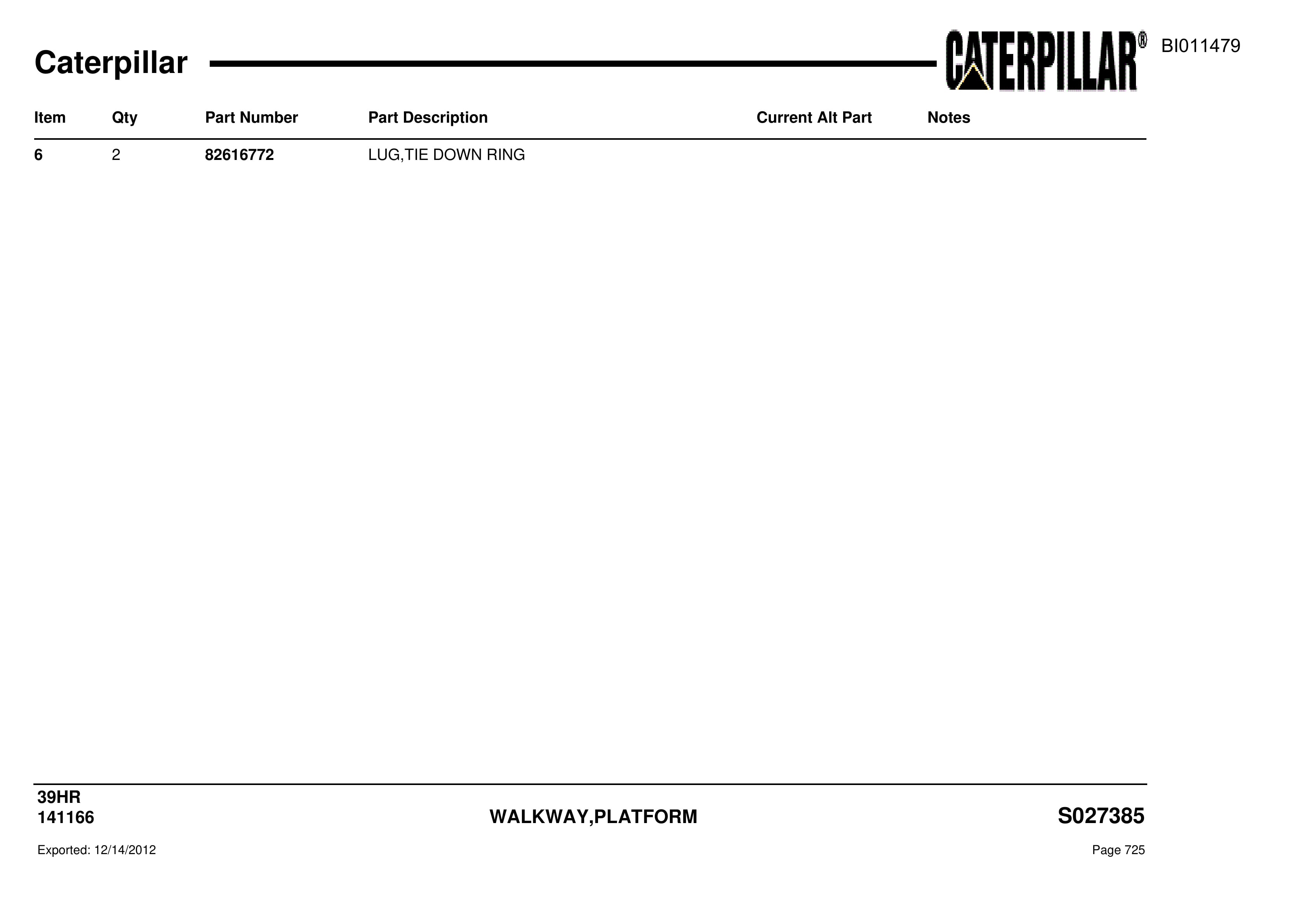 Caterpillar Rotary Drill Parts Manual BI011479-3