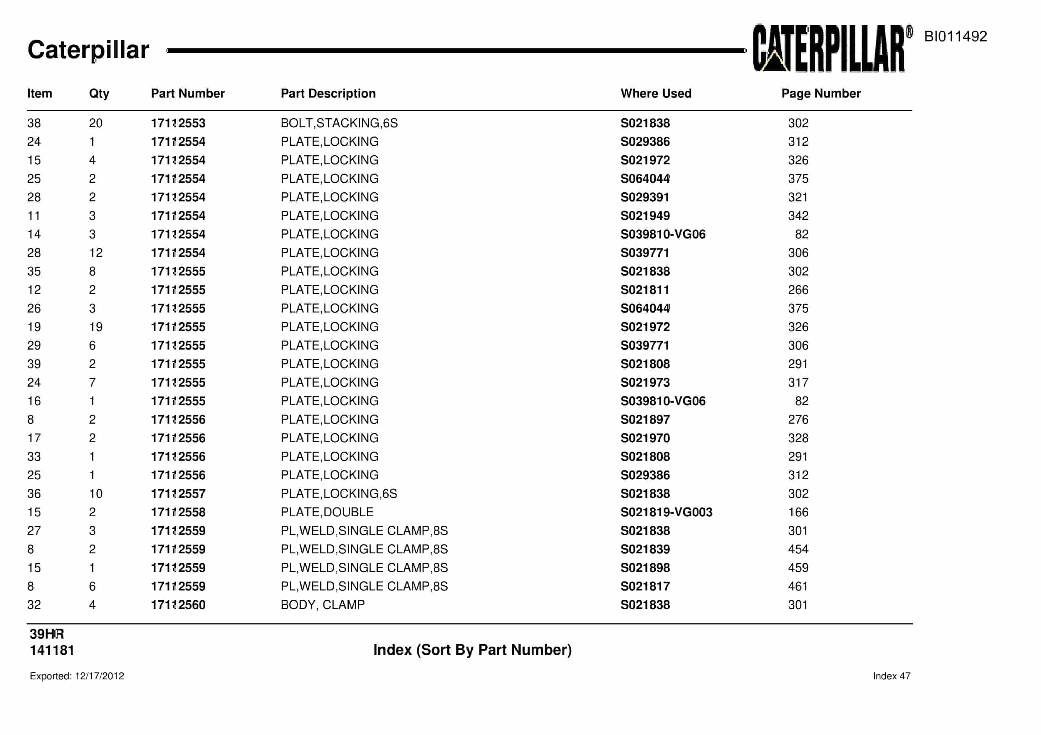 Caterpillar Rotary Drill Parts Manual BI011492-4