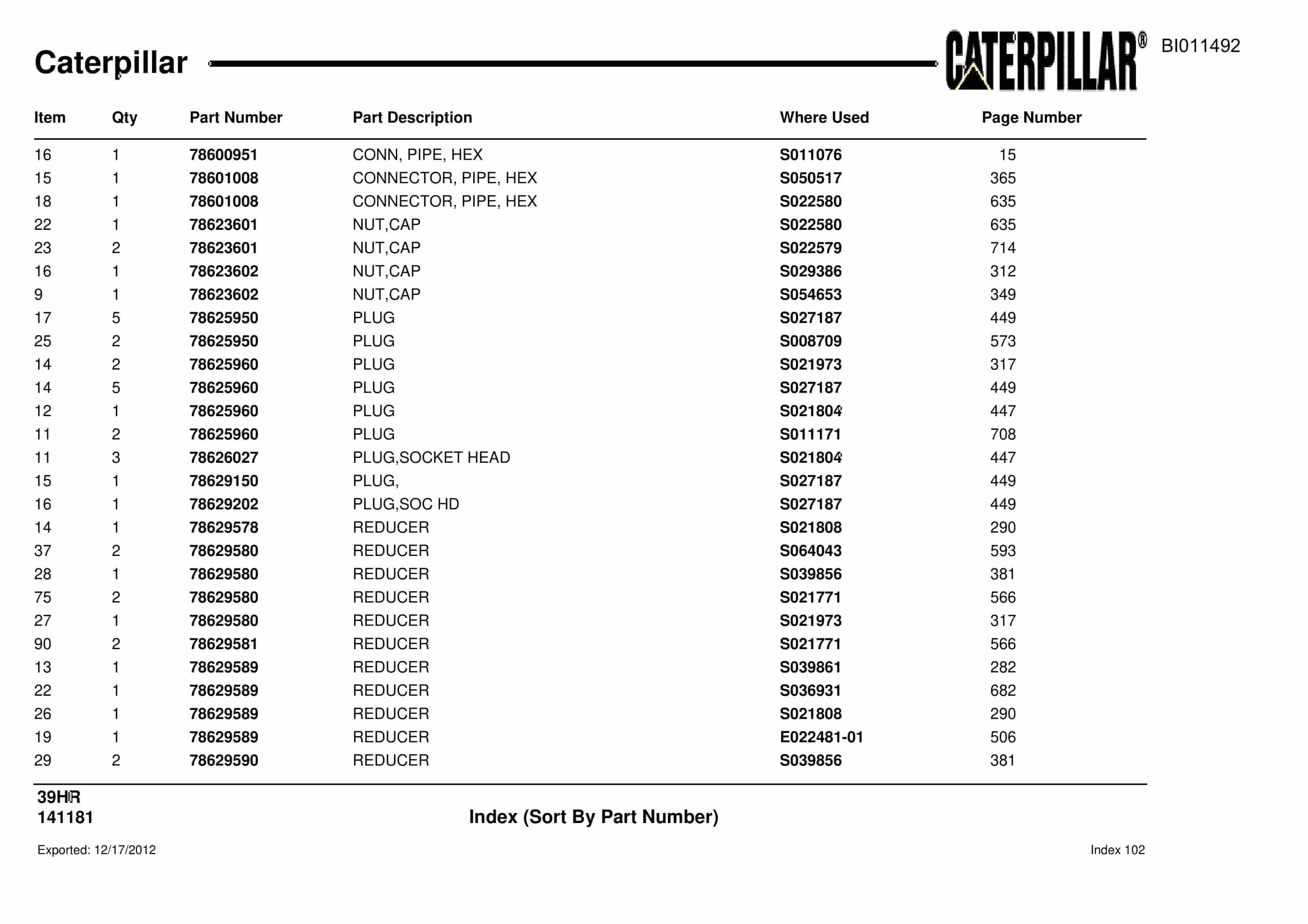 Caterpillar Rotary Drill Parts Manual BI011492-5