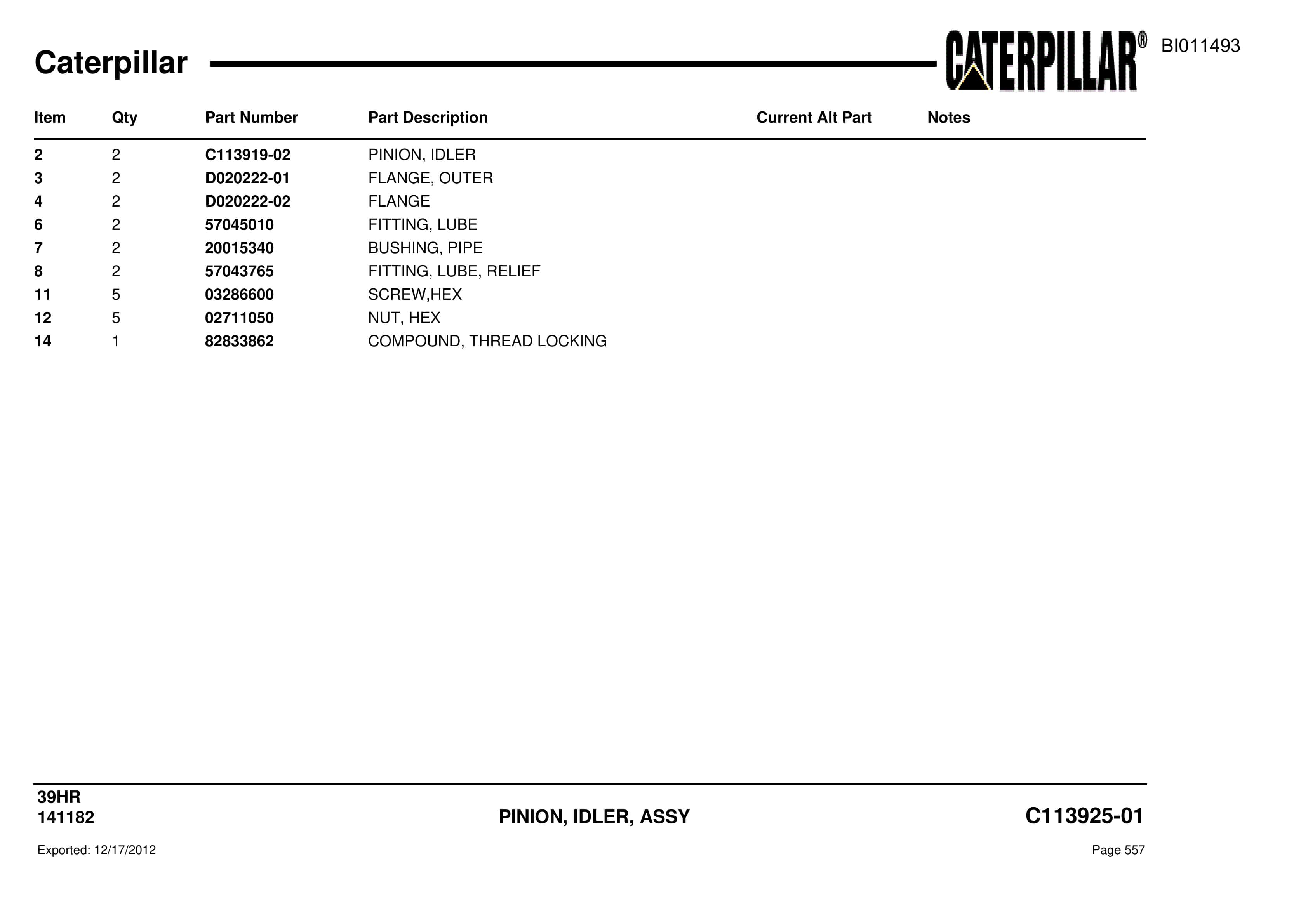 Caterpillar Rotary Drill Parts Manual BI011493-2