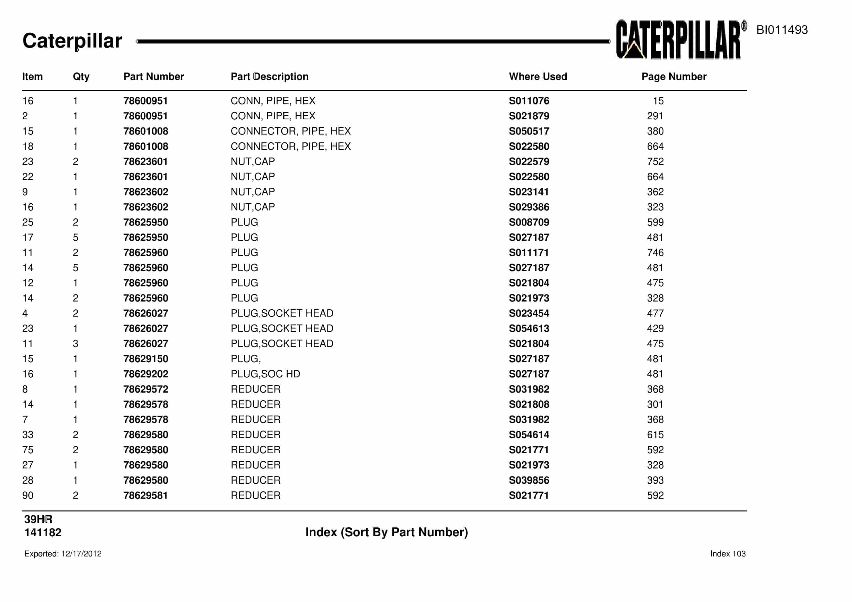 Caterpillar Rotary Drill Parts Manual BI011493-5