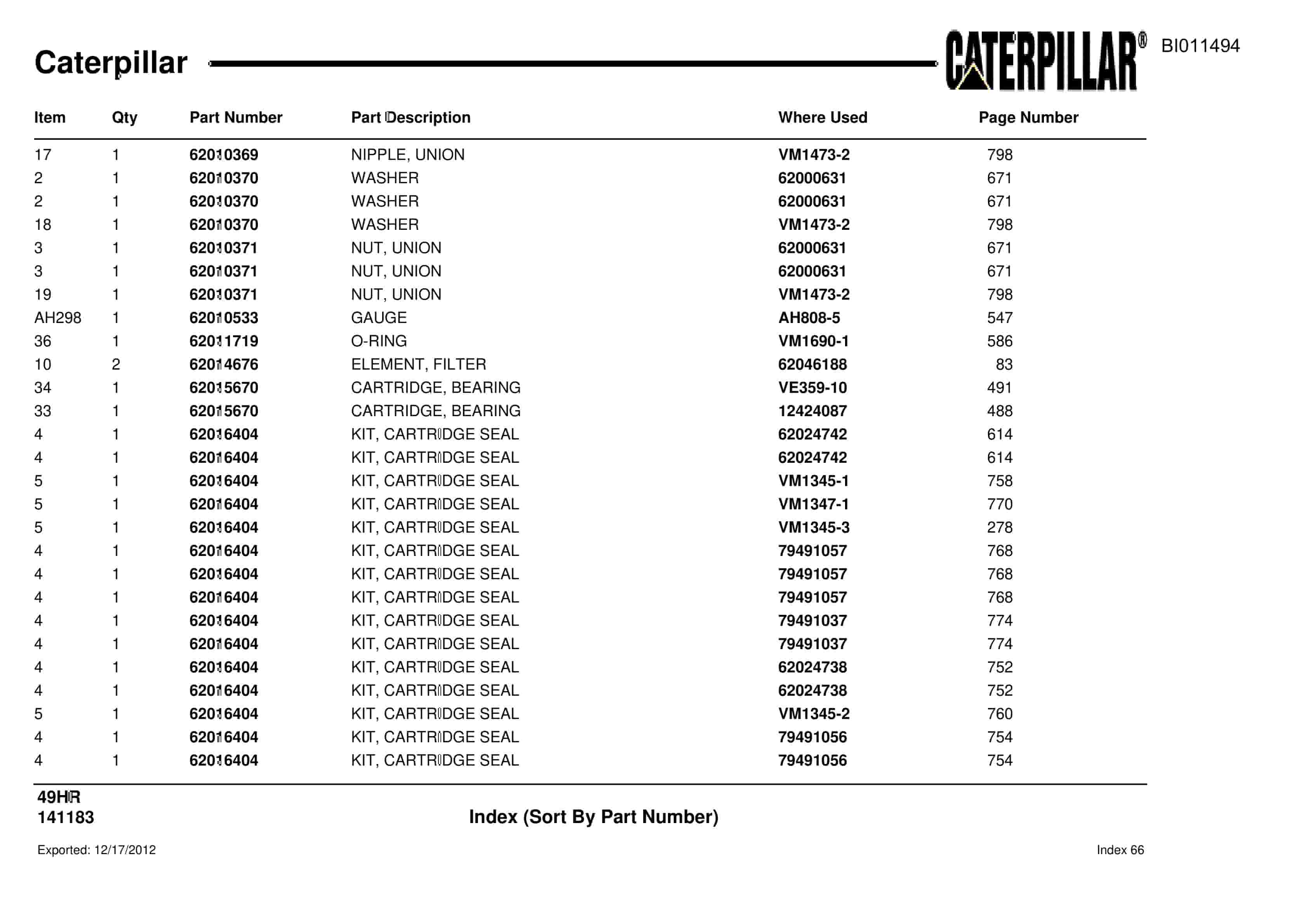 Caterpillar Rotary Drill Parts Manual BI011494-3