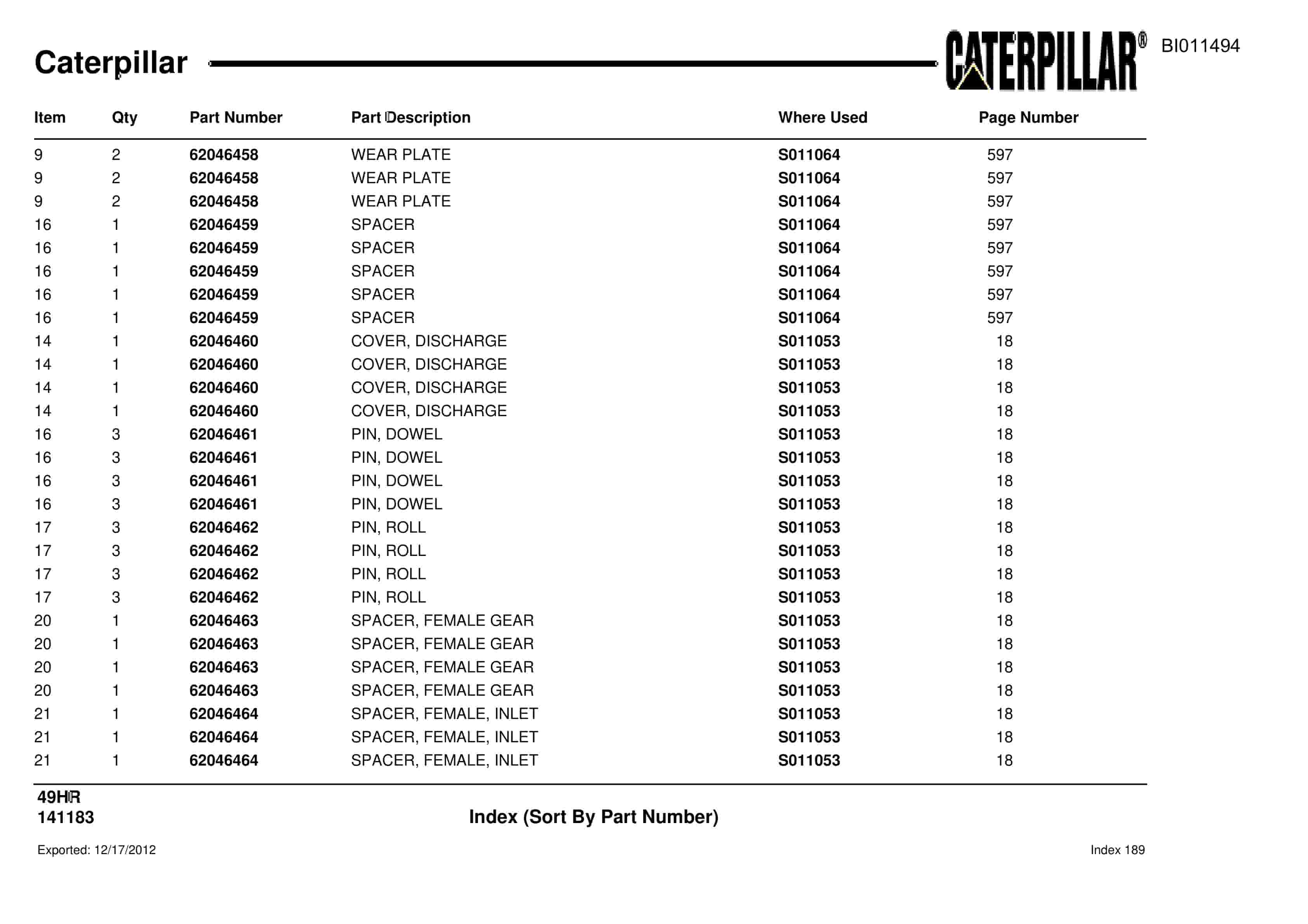 Caterpillar Rotary Drill Parts Manual BI011494-4