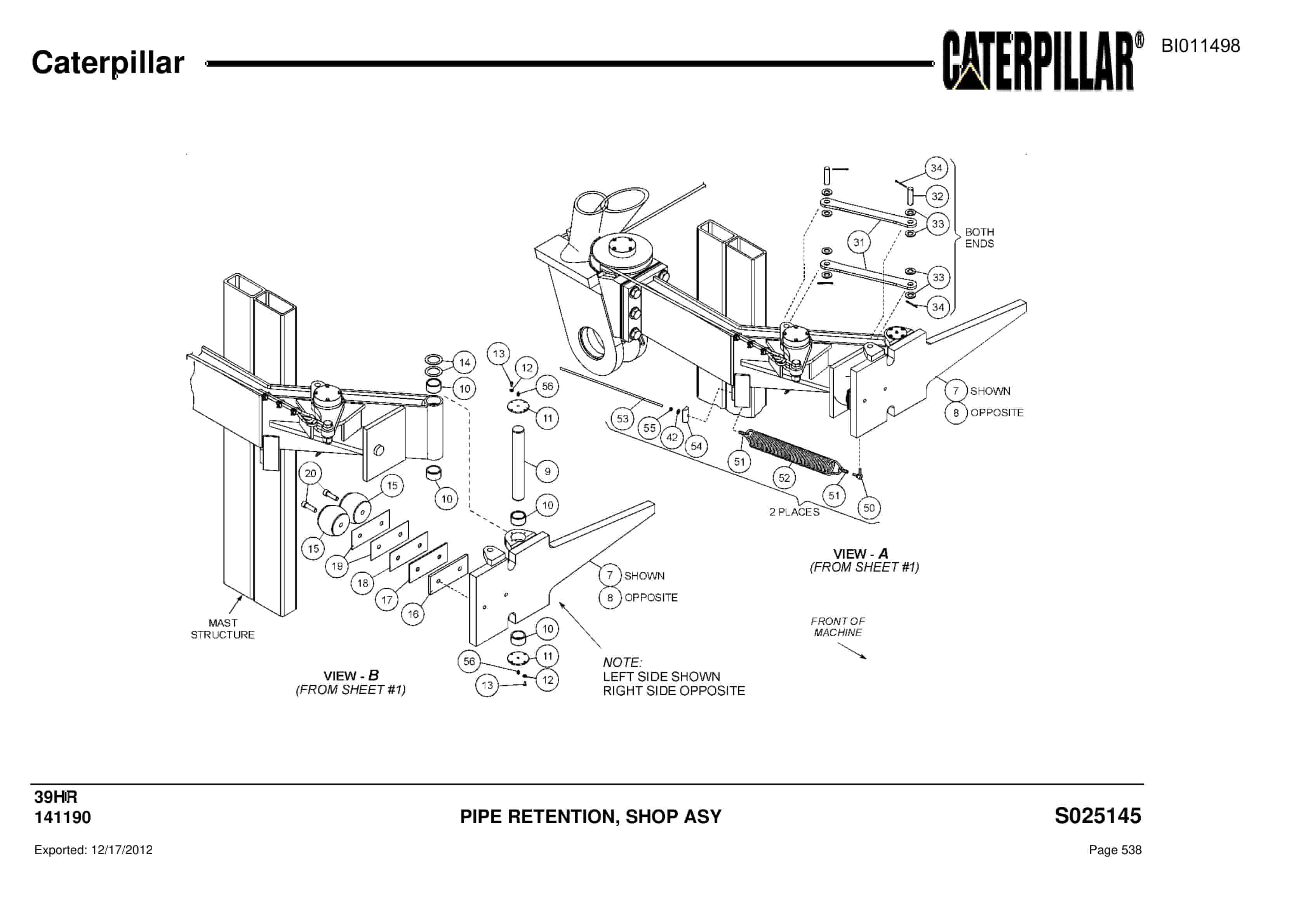 Caterpillar Rotary Drill Parts Manual BI011498-2