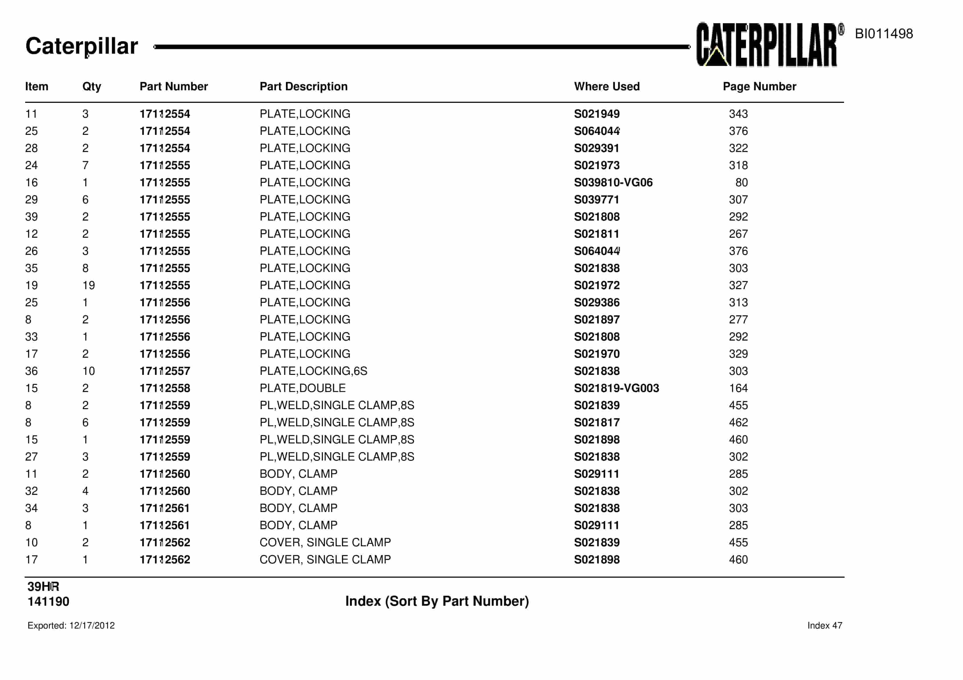 Caterpillar Rotary Drill Parts Manual BI011498-4