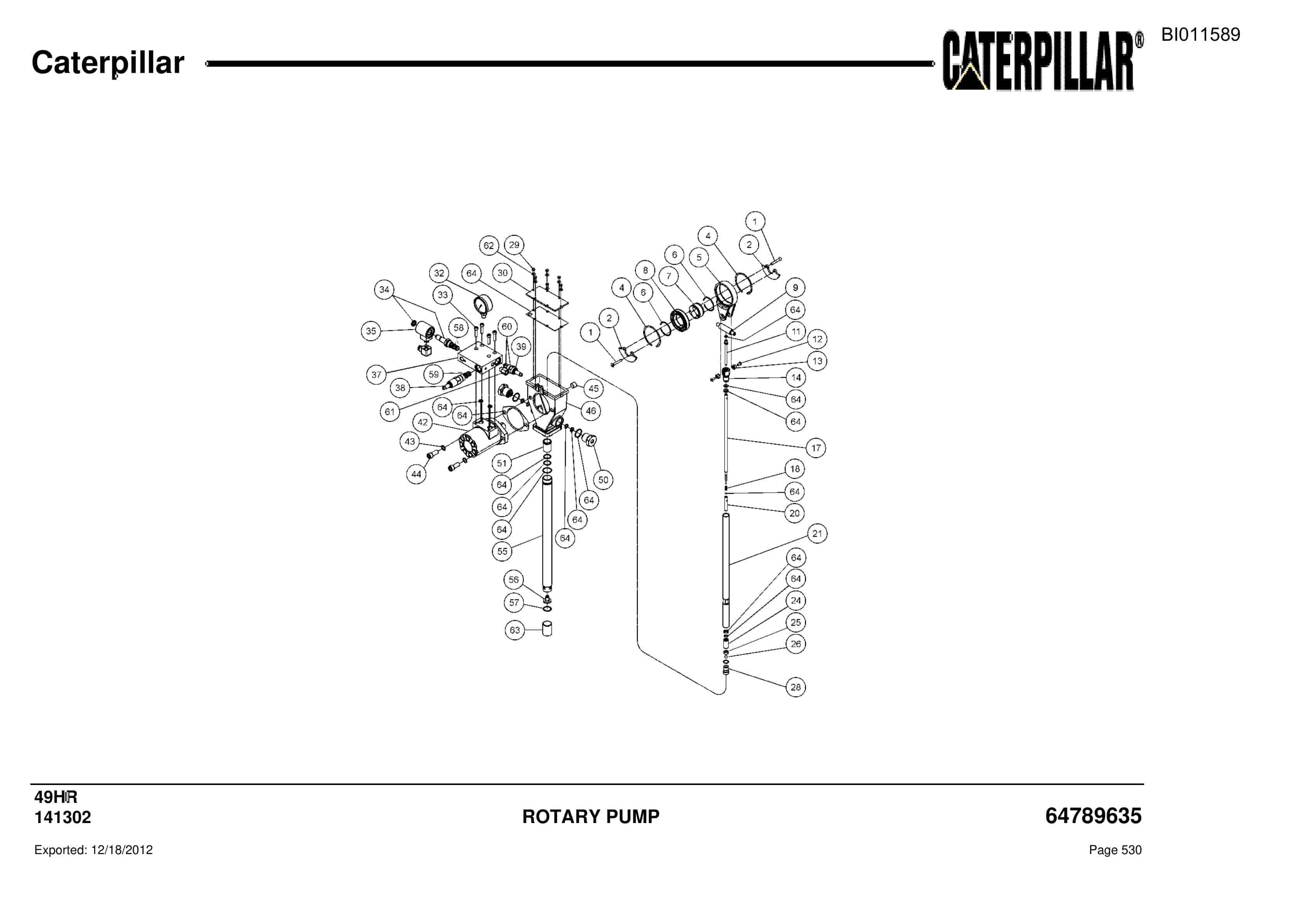 Caterpillar Rotary Drill Parts Manual BI011589-3