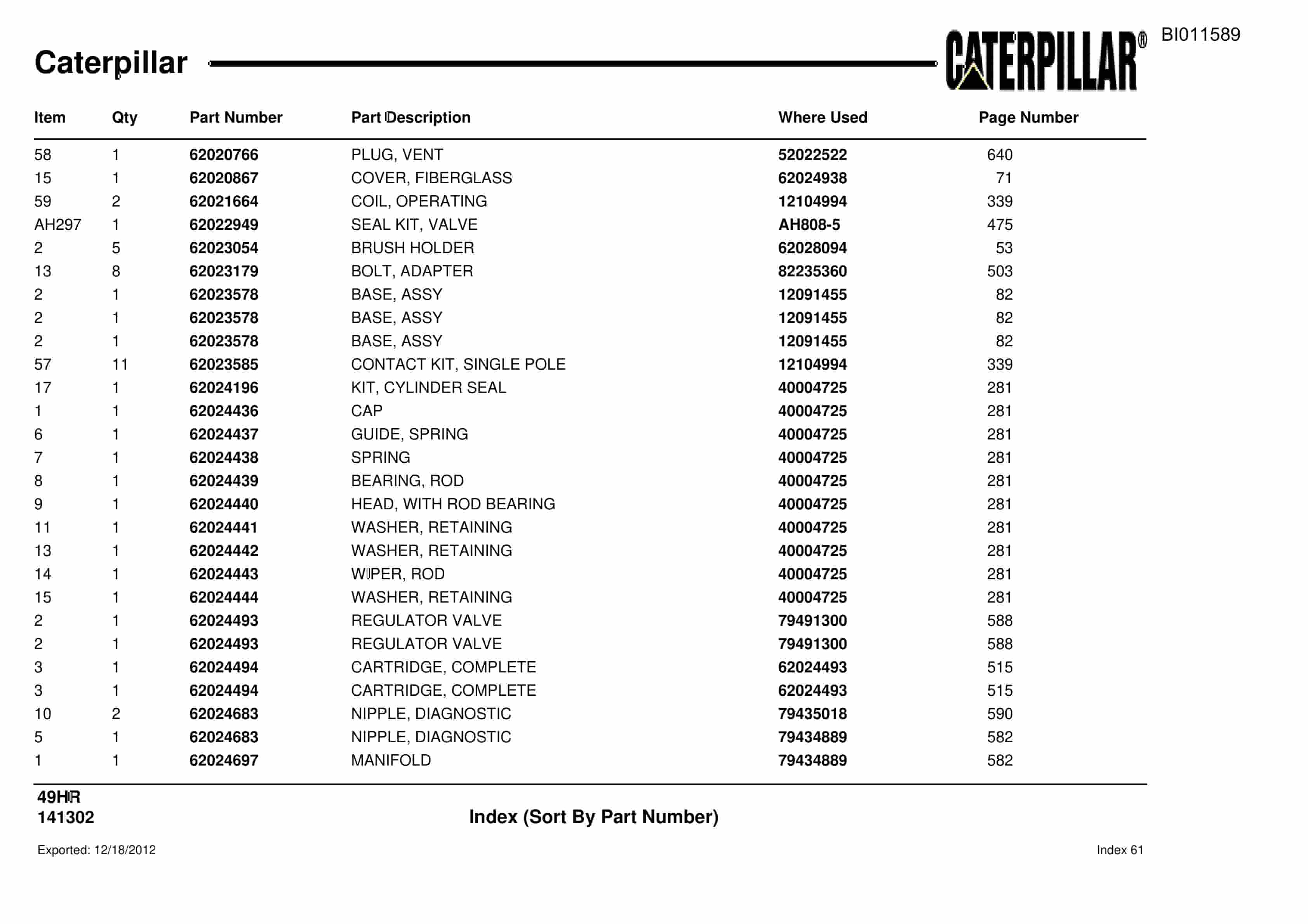 Caterpillar Rotary Drill Parts Manual BI011589-5