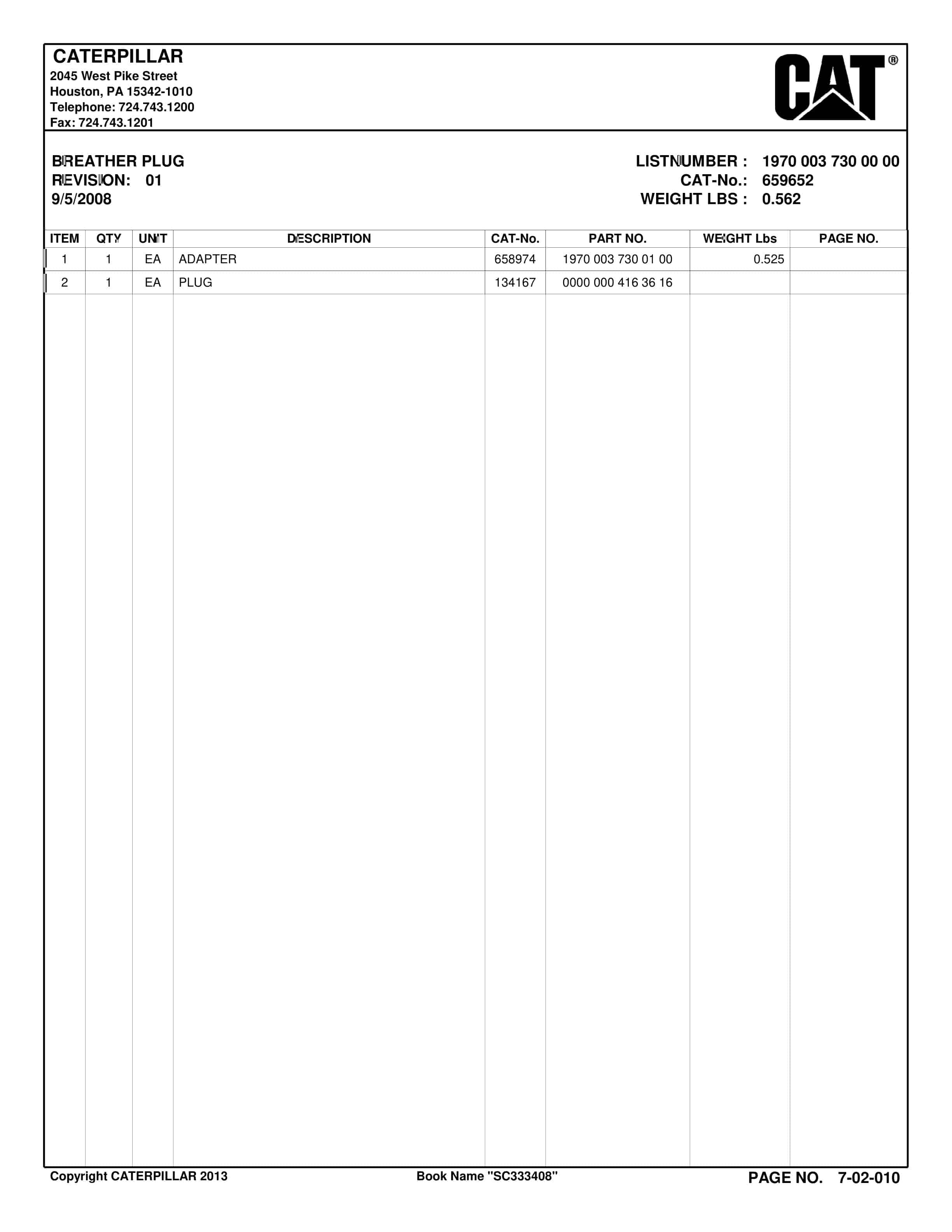 Caterpillar SB0916 Crusher Longwall System Parts Catalog BI019967-5