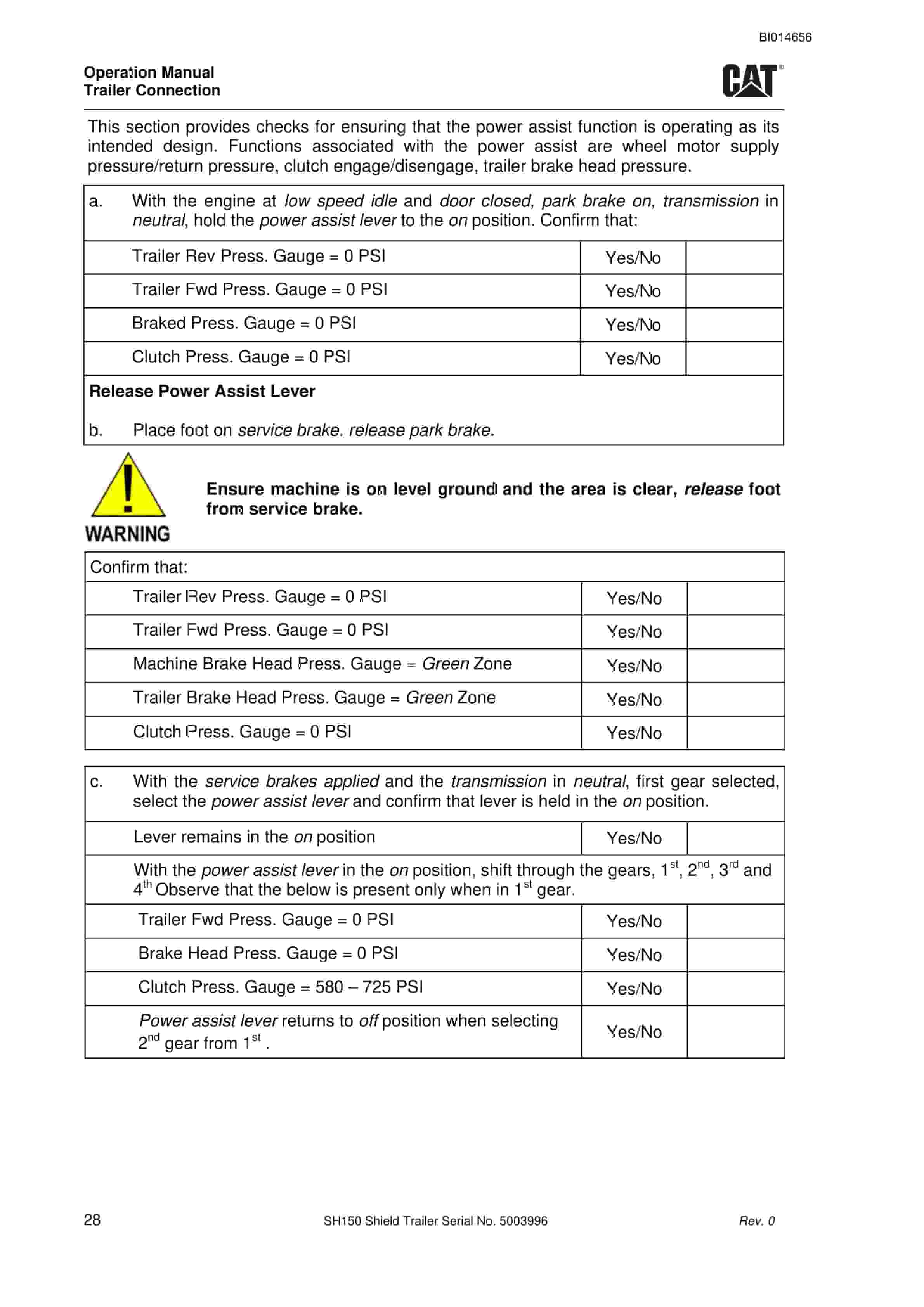 Caterpillar SH150 Shield Trailer Operation Manual BI014656-4