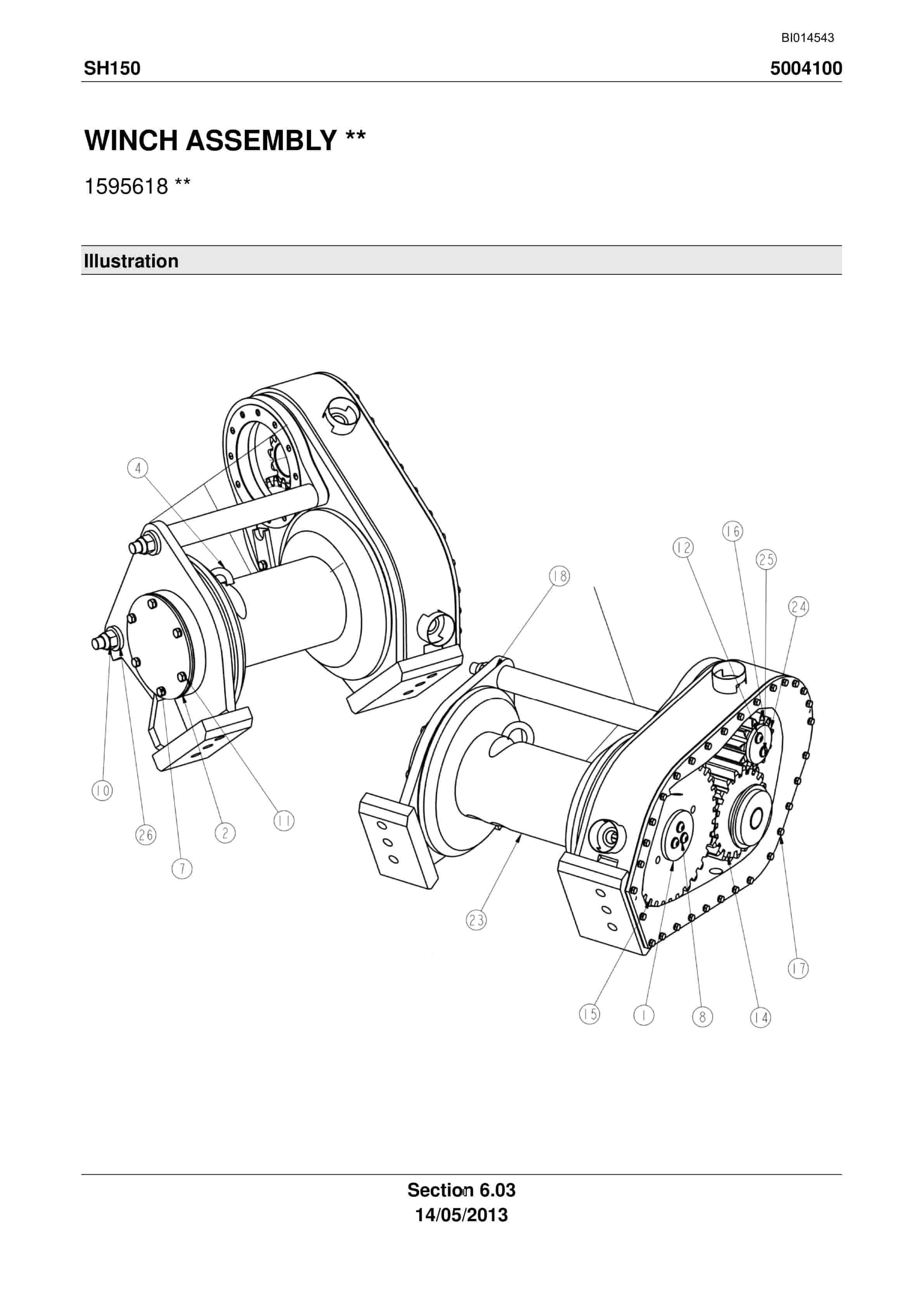 Caterpillar SH150 Shield Trailer Parts Manual BI014543-3