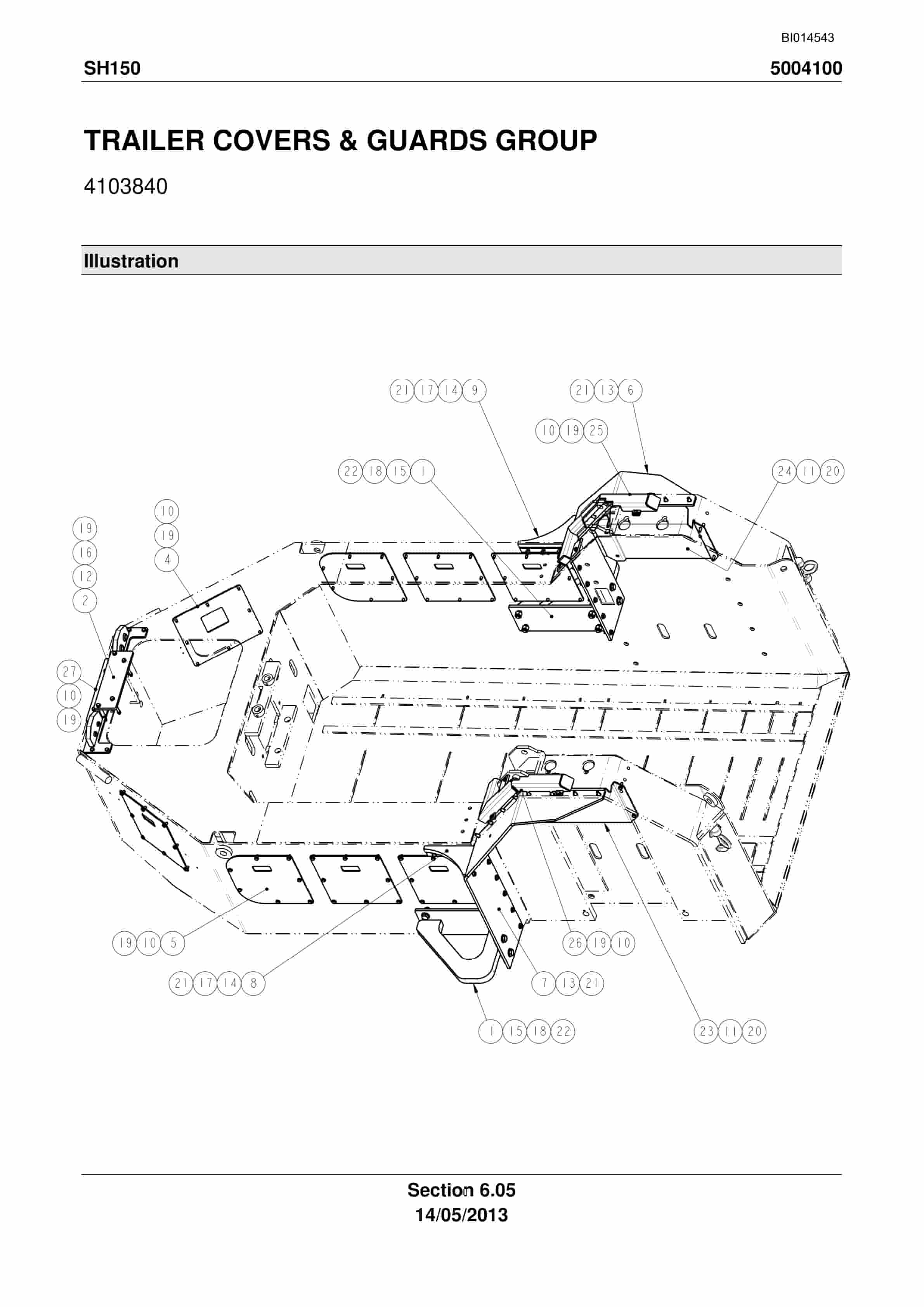 Caterpillar SH150 Shield Trailer Parts Manual BI014543-5