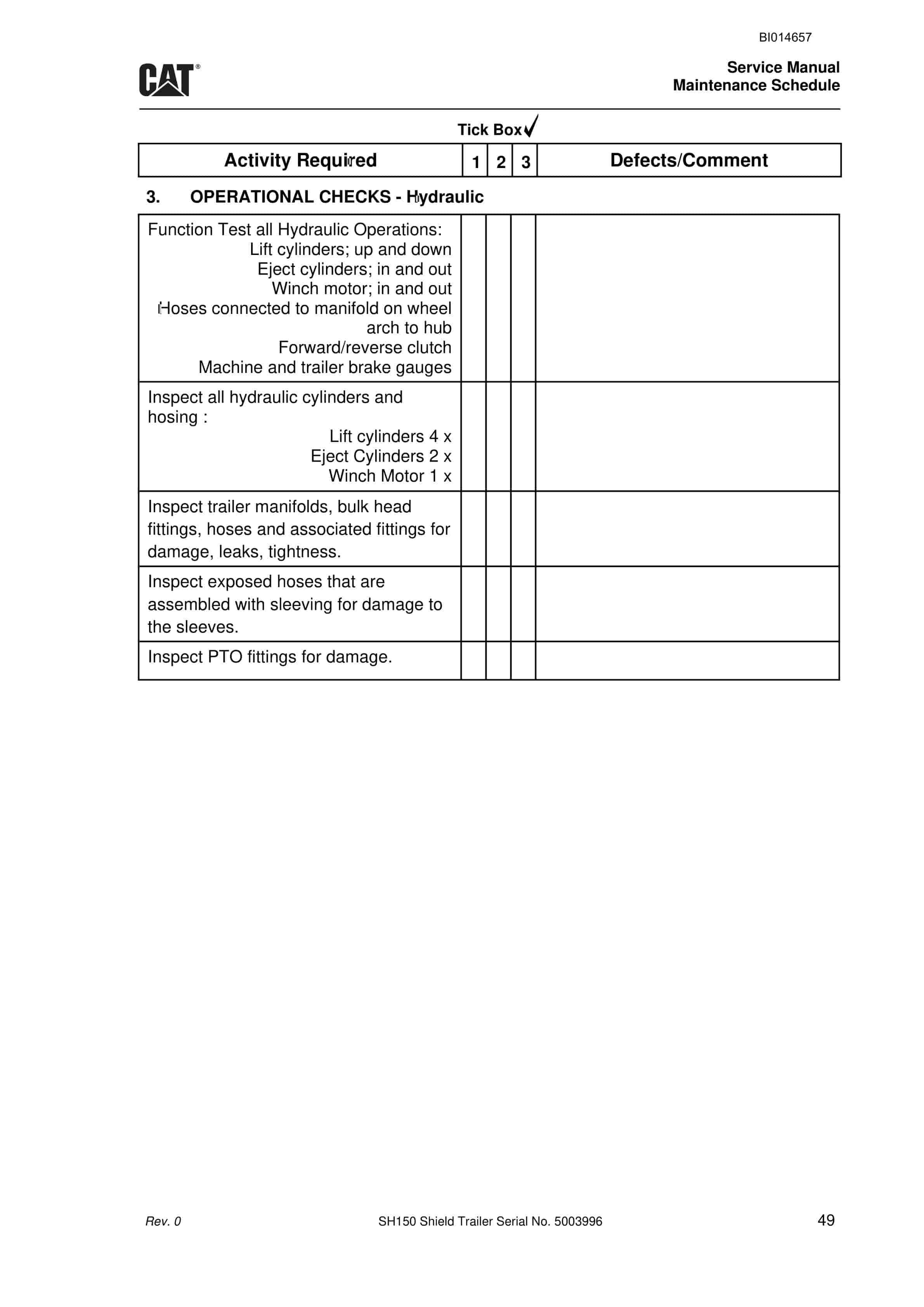 Caterpillar SH150 Shield Trailer Service Manual BI014657-3